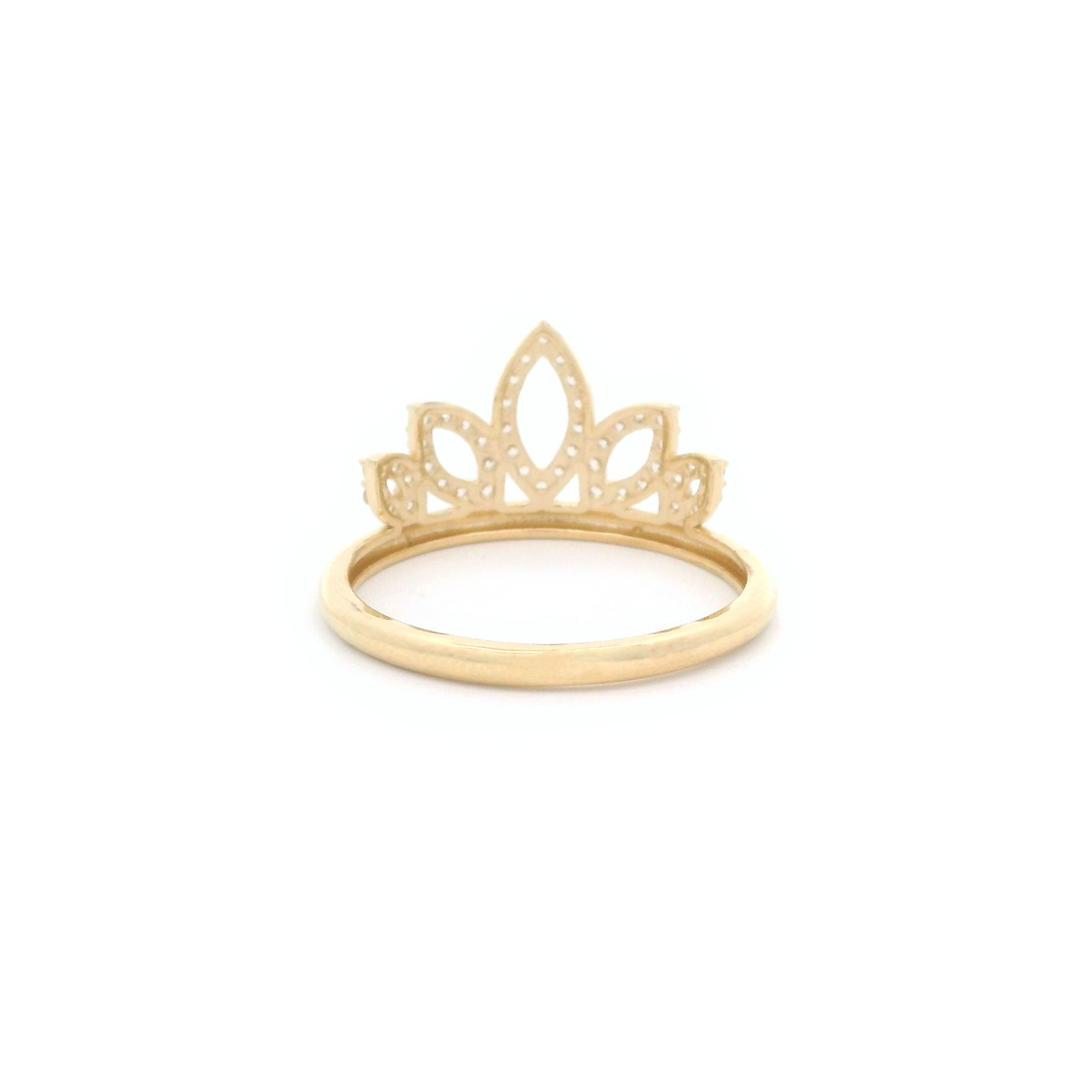 14k CZ Petal Crown Ring Back