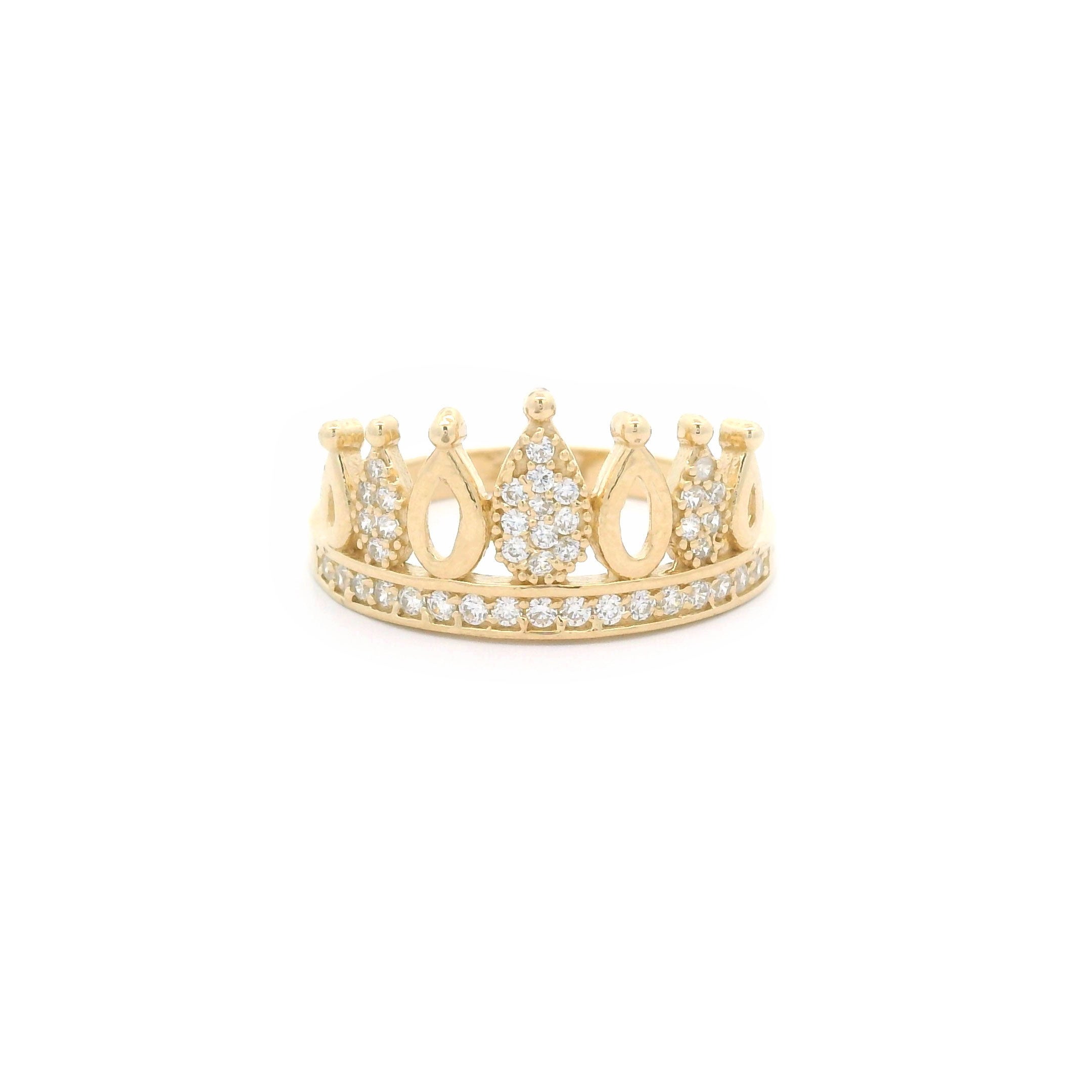 14k CZ Crown Ring