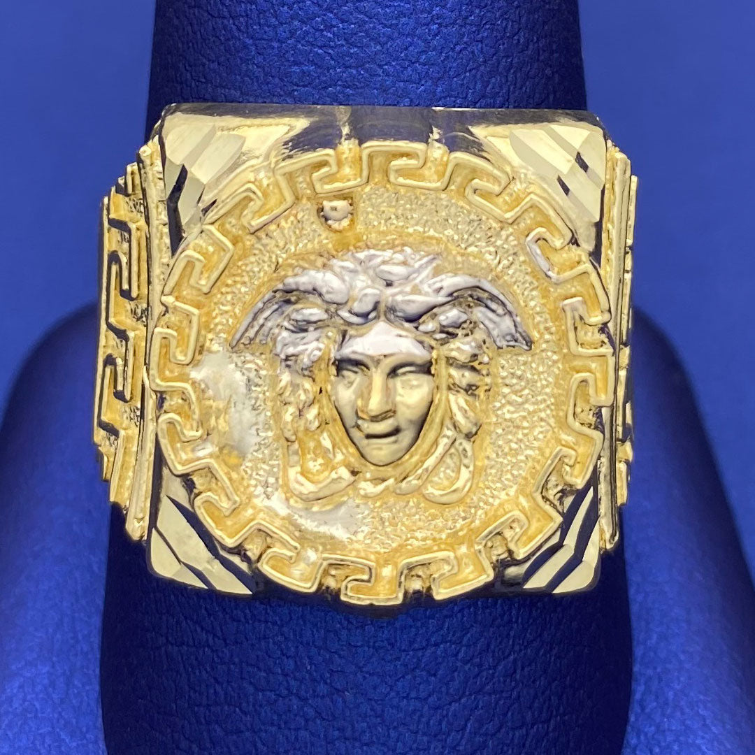 10k Medusa Head Square Ring