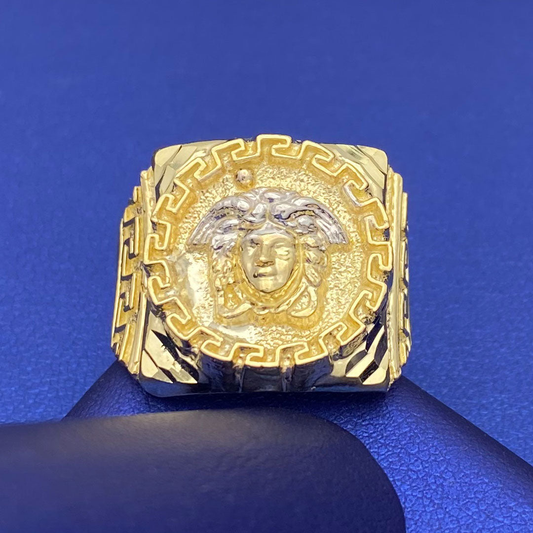 10k Medusa Head Square Ring