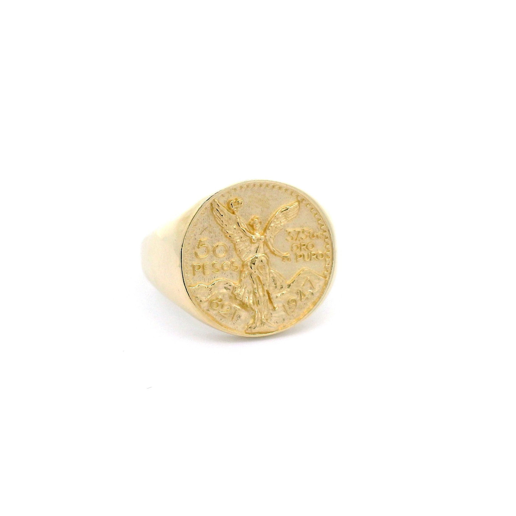 10k Round Mexican Coin Ring S