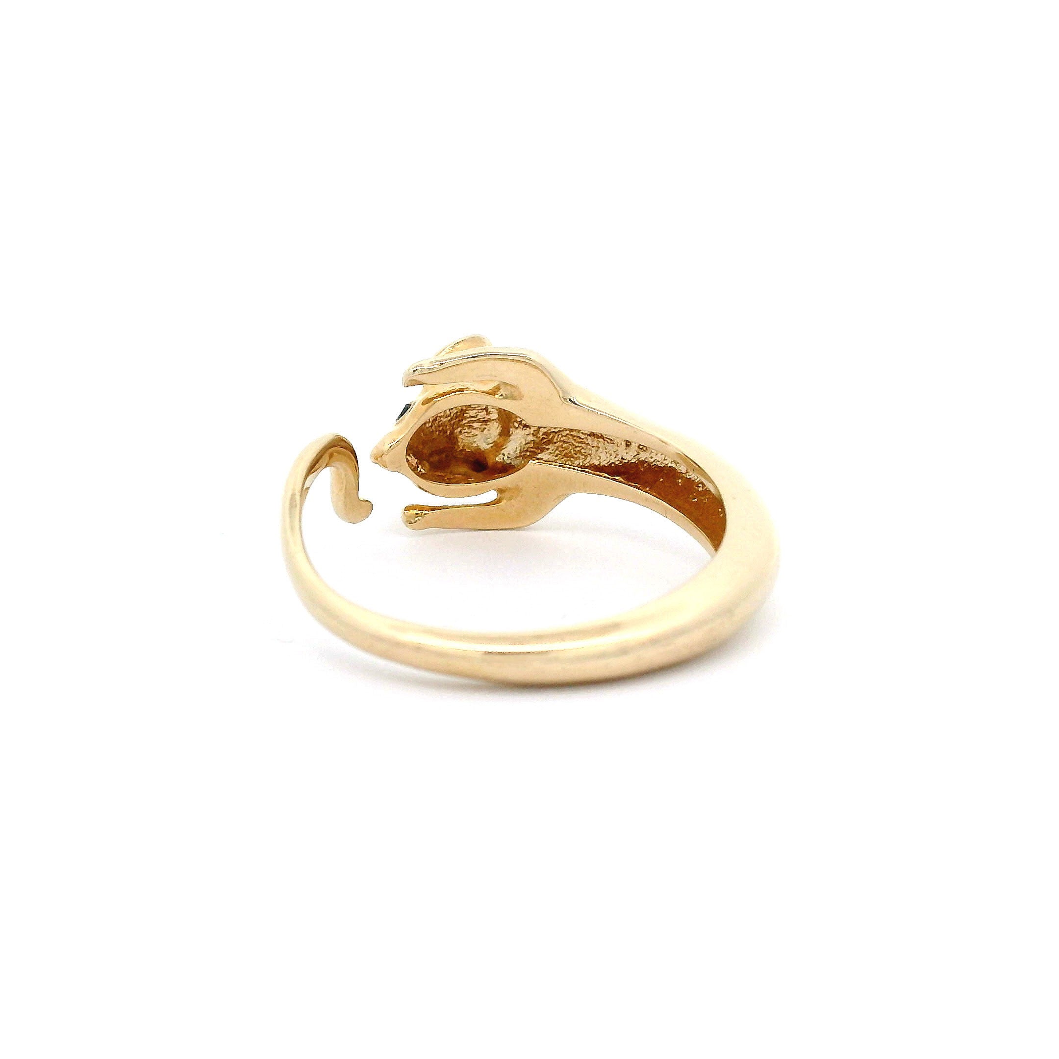 14k CZ Mouse Open Ring with Black Eyes Back