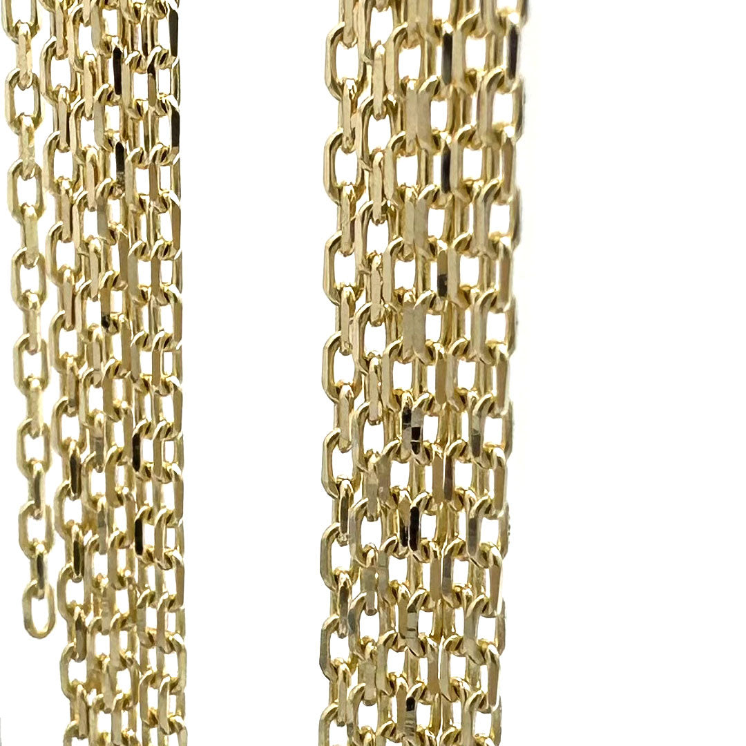 14k Extra Fancy Cable Link Multi-chain Dangle Earrings with Push Back S