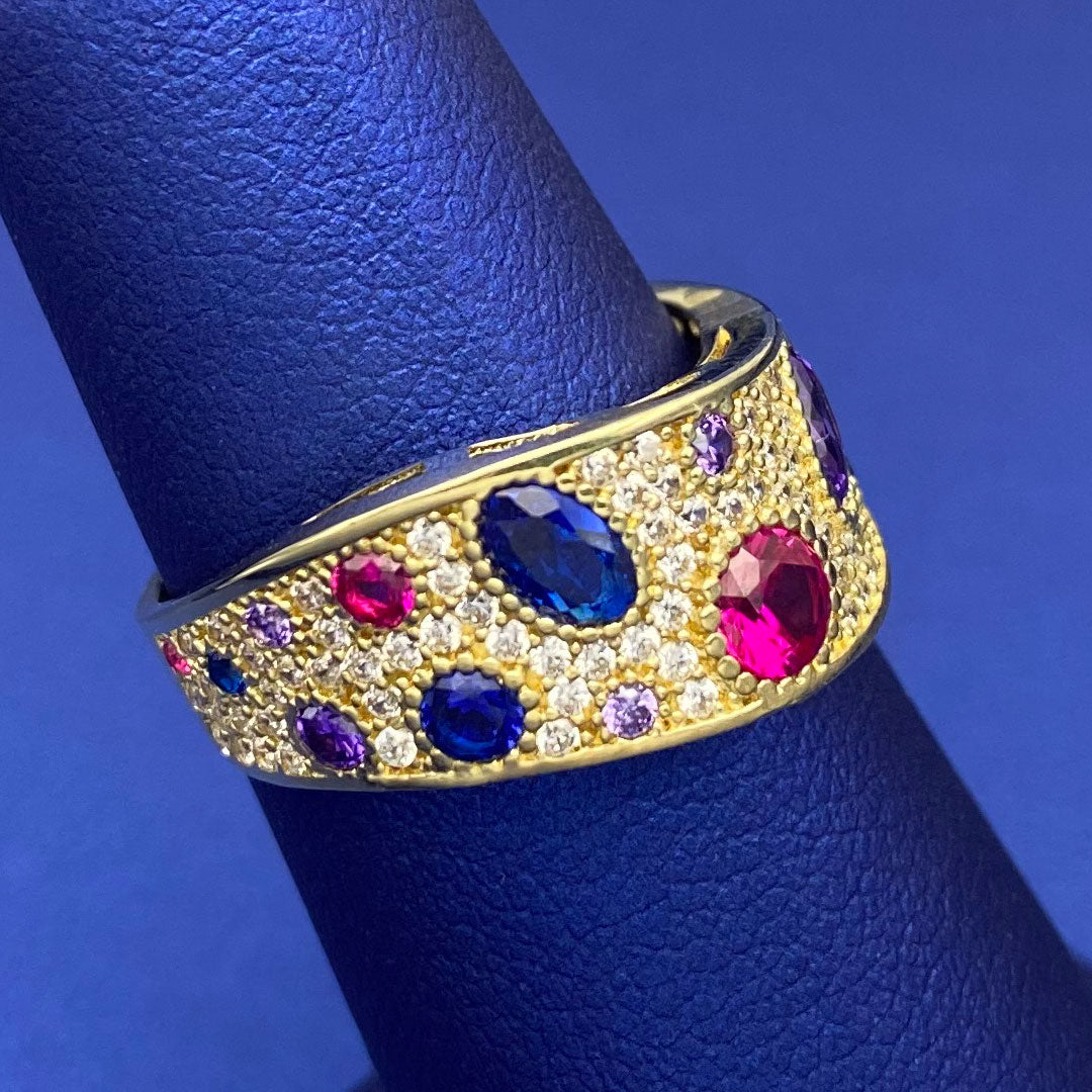 10k CZ Multicolor Curve Ring