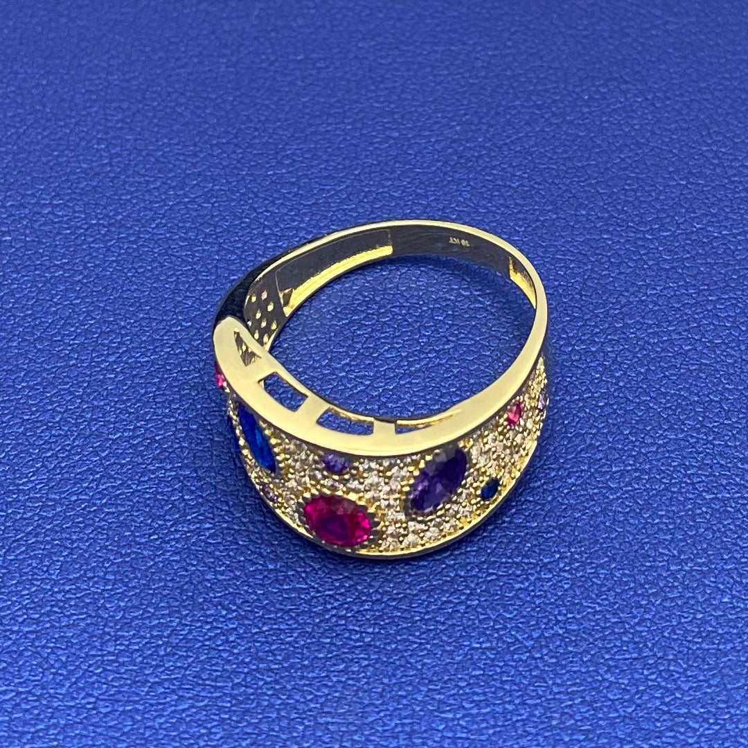 10k CZ Multicolor Curve Ring