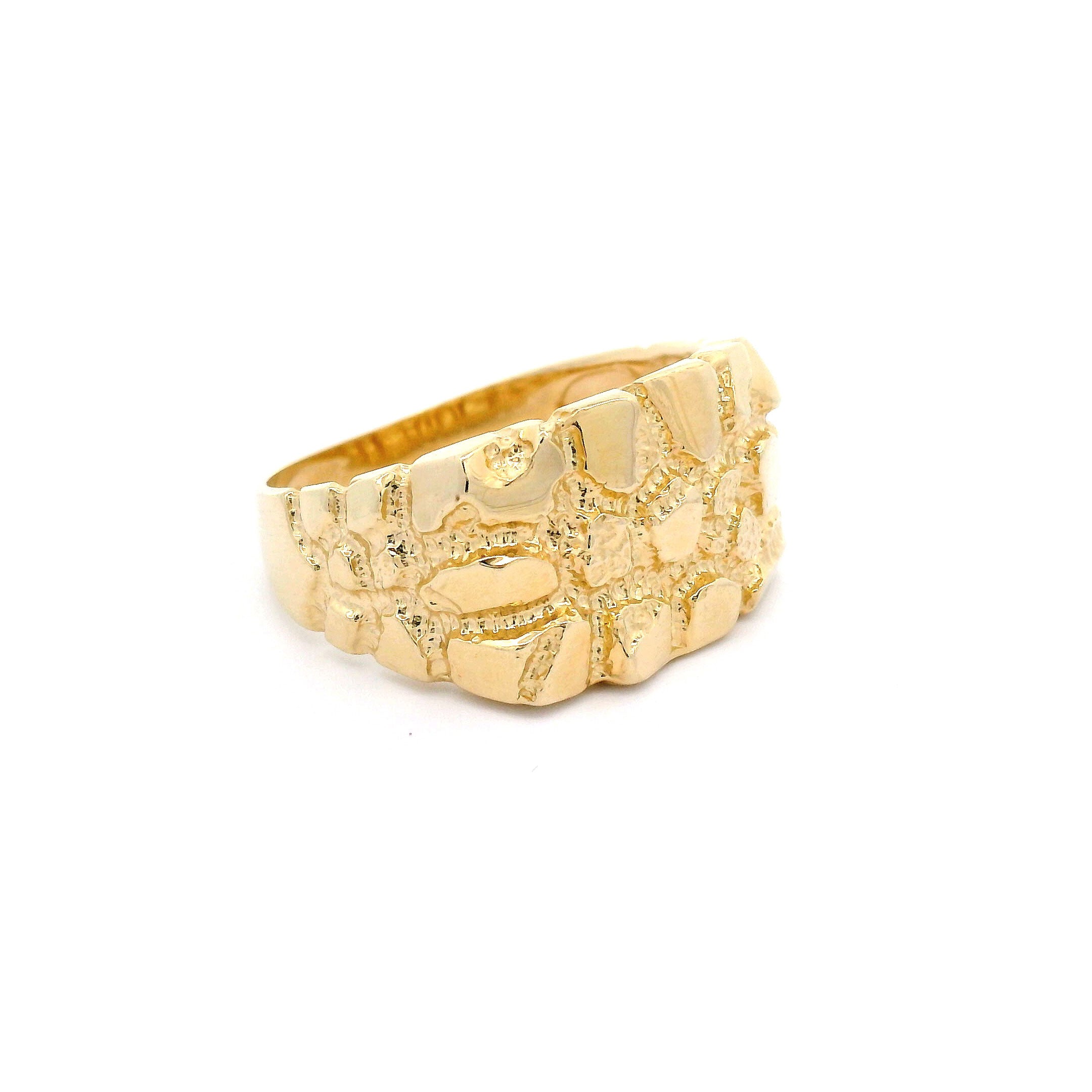 14k Nugget Rectangle Medium Ring Side