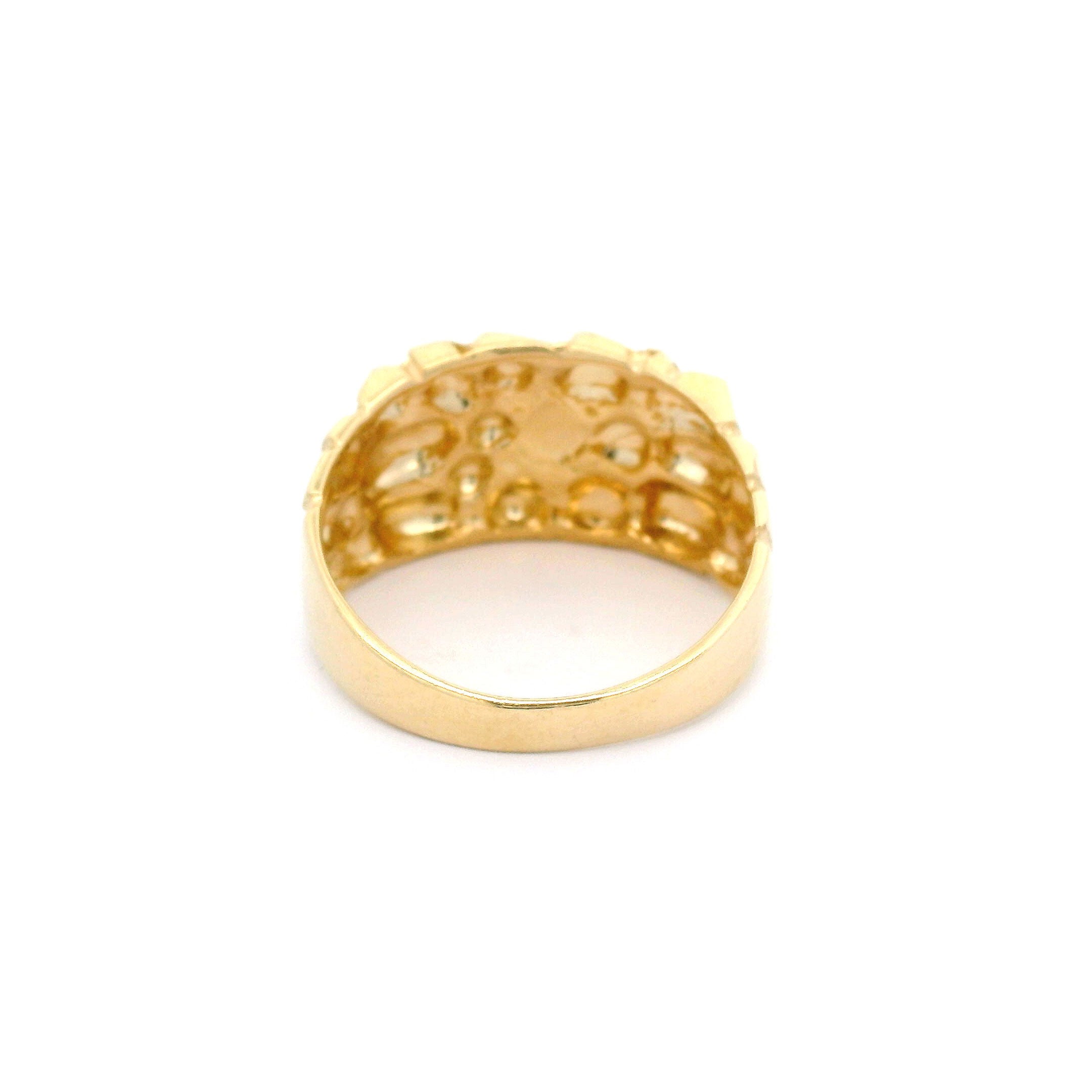 14k Nugget Rectangle Medium Ring Back