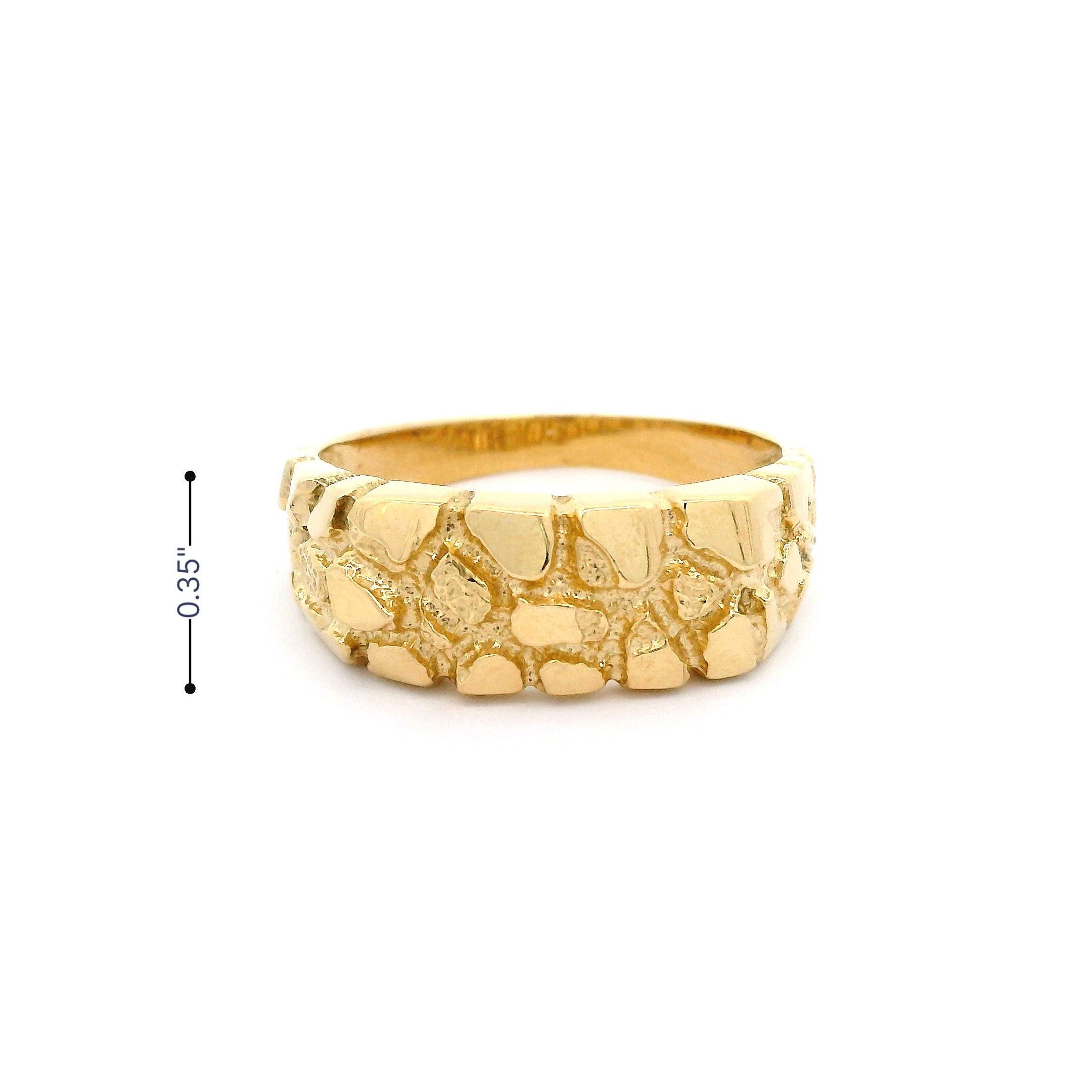 14k Nugget Rectangle Small Ring Size