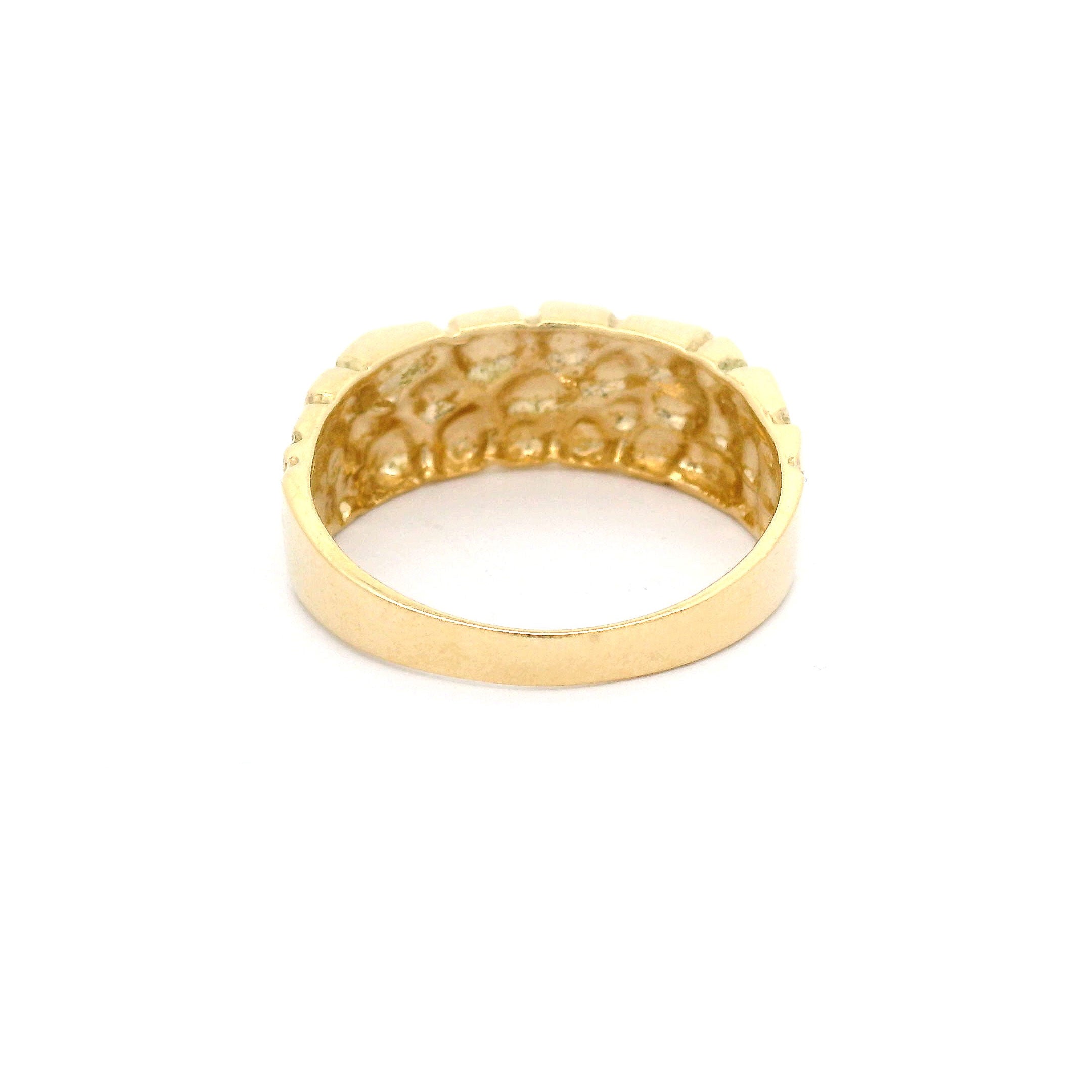 14k Nugget Rectangle Small Ring Back