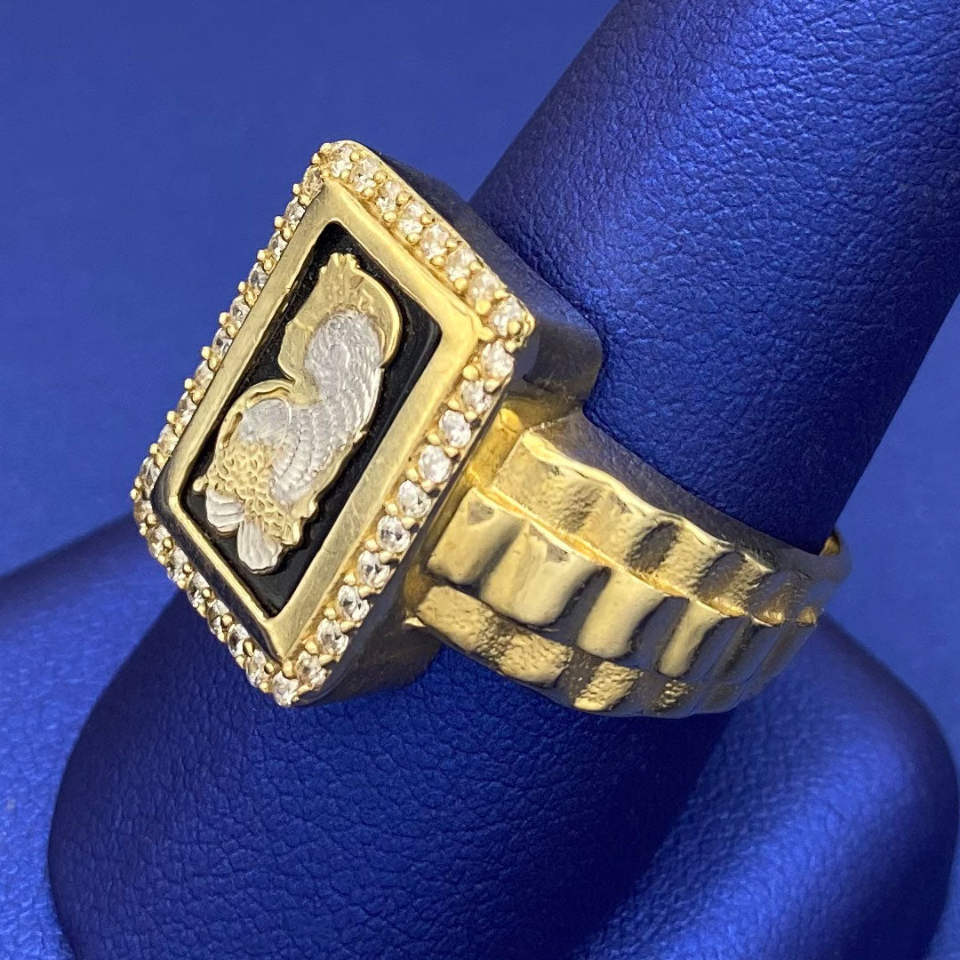 10k CZ Onyx Lady Fortuna Ring Side