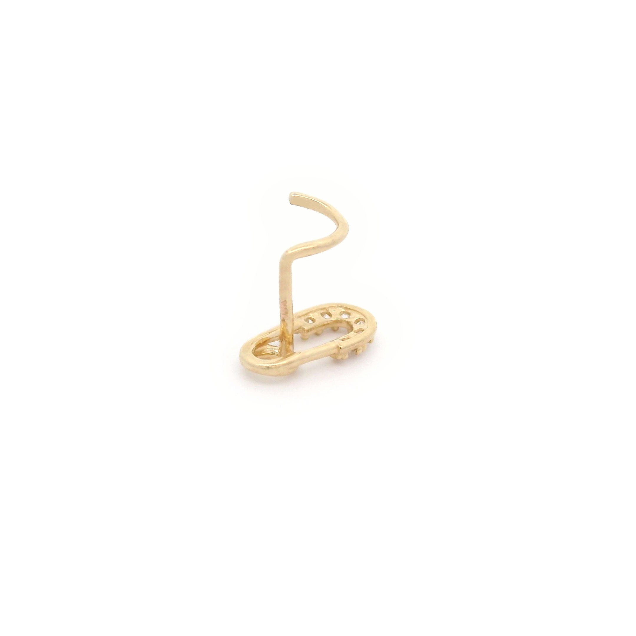14k CZ Safety Pin Nose Screw Stud back
