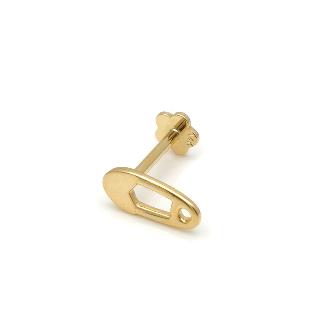 14k Safety Pin Internal Threaded Stud