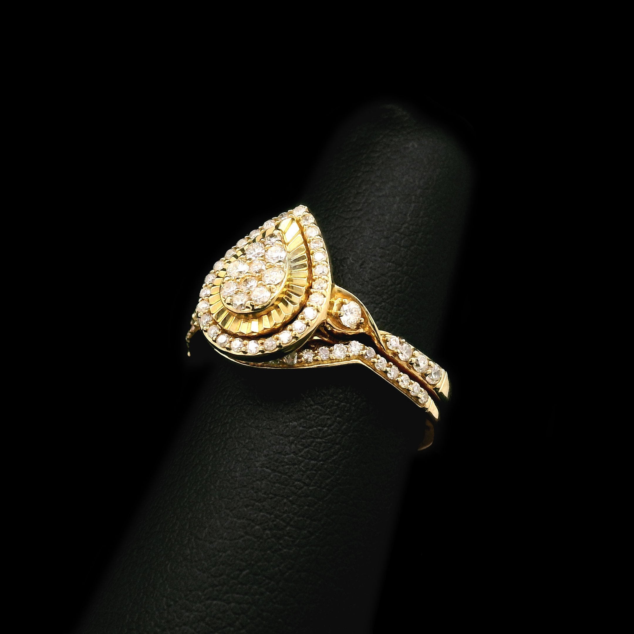 2-pc Diamond Pear Cluster Wedding Set 10k Yellow Gold right side