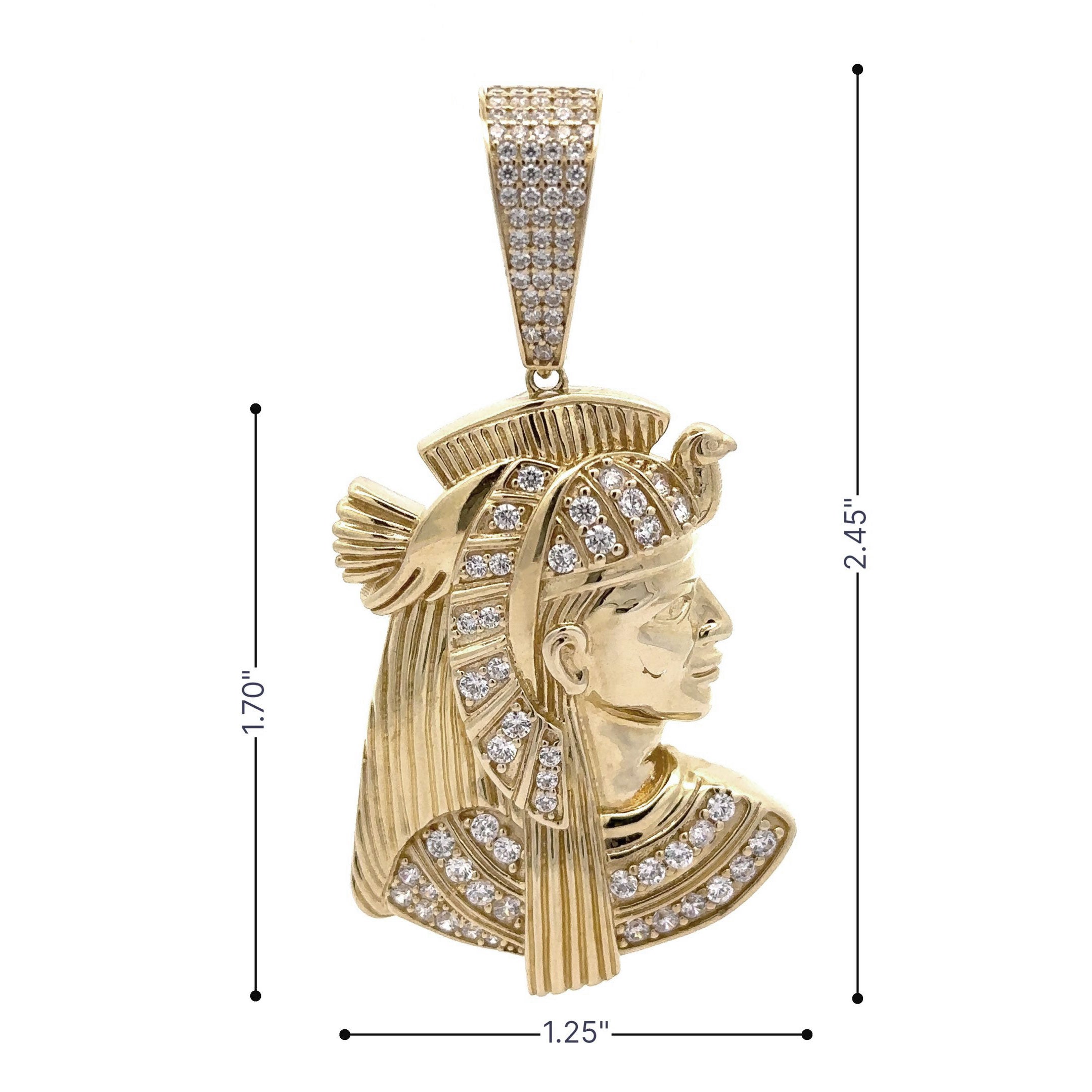 10k CZ Pharaoh Head Pendant Size Details