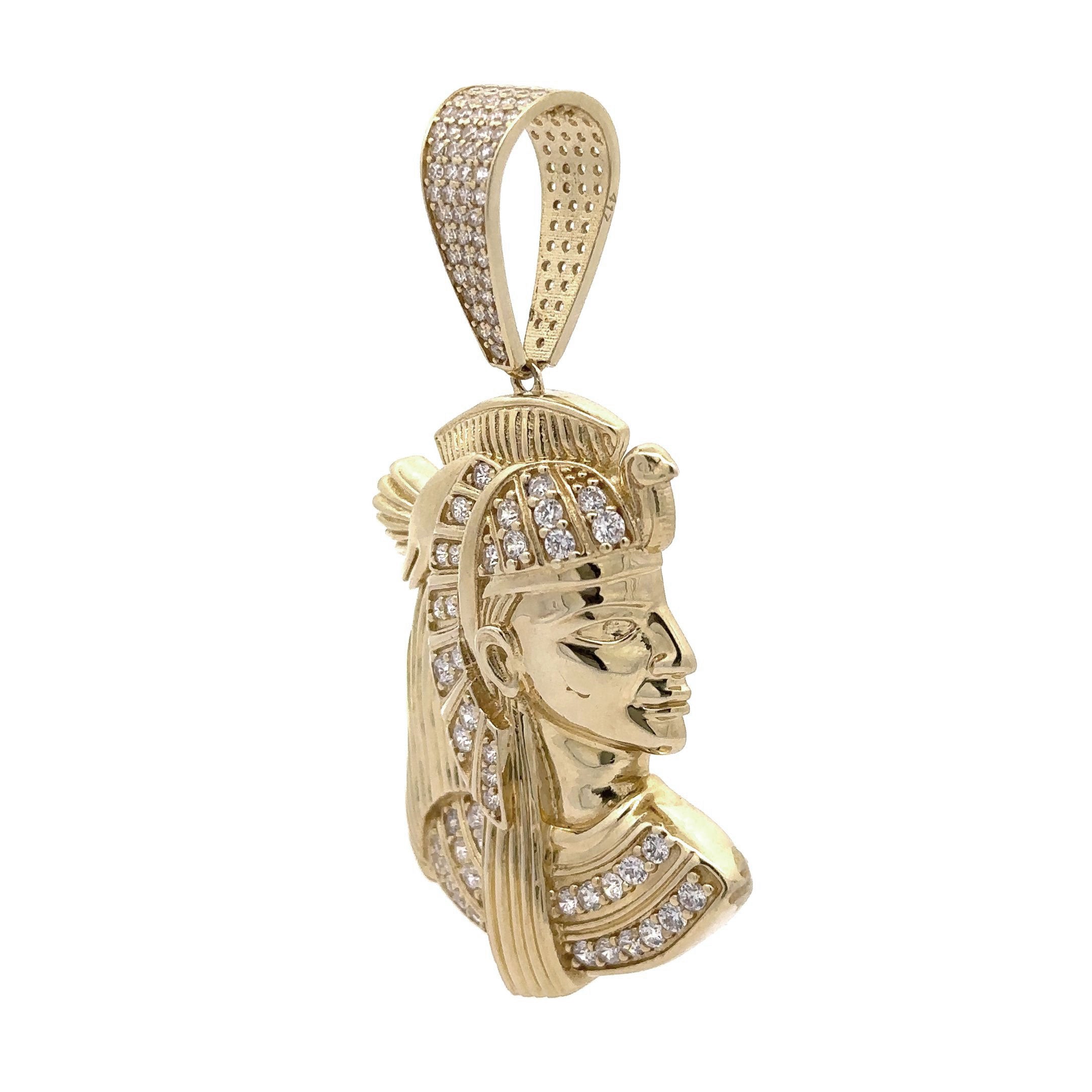 10k CZ Pharaoh Head Pendant Side Angle