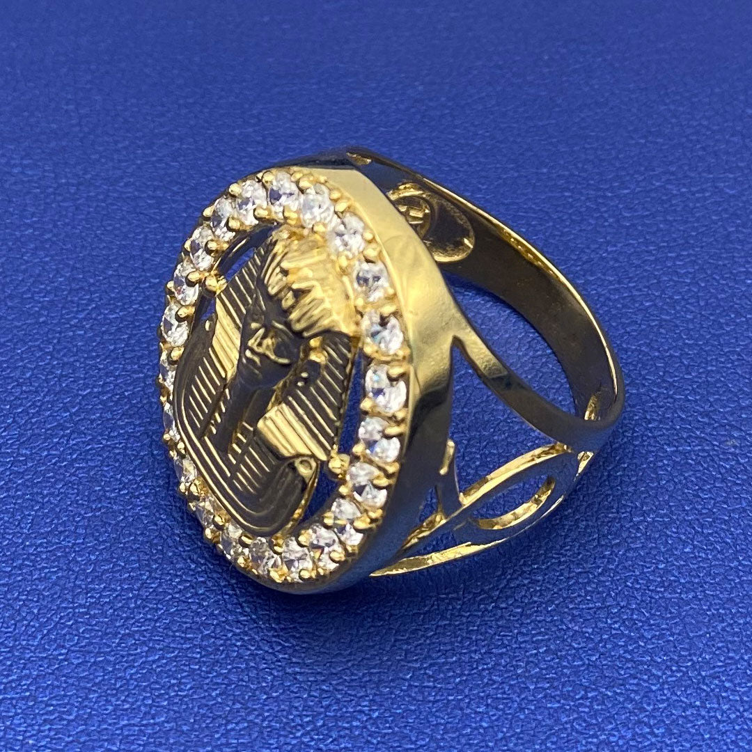 10k CZ Oval Pharaoh Ring