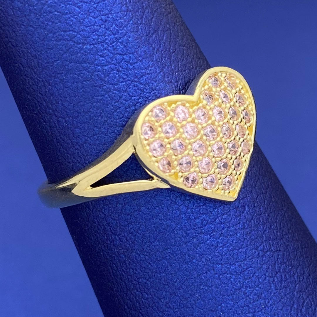 10k CZ Pink Heart Ring