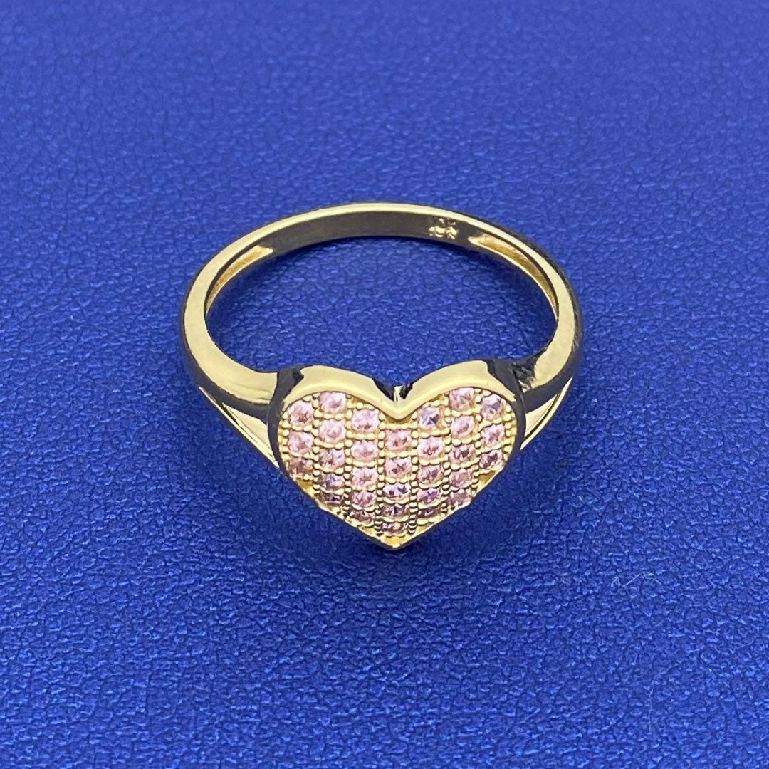 10k CZ Pink Heart Ring