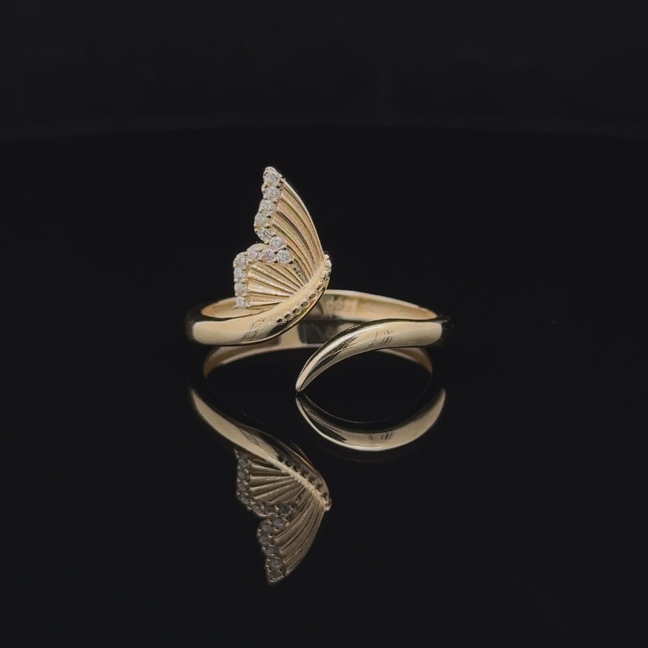 14k CZ Butterfly Open Ring