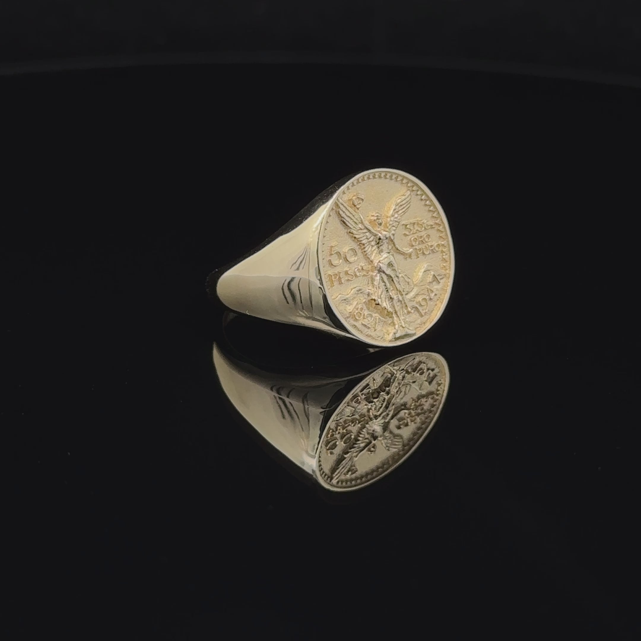 10k Round Mexican Coin Ring S