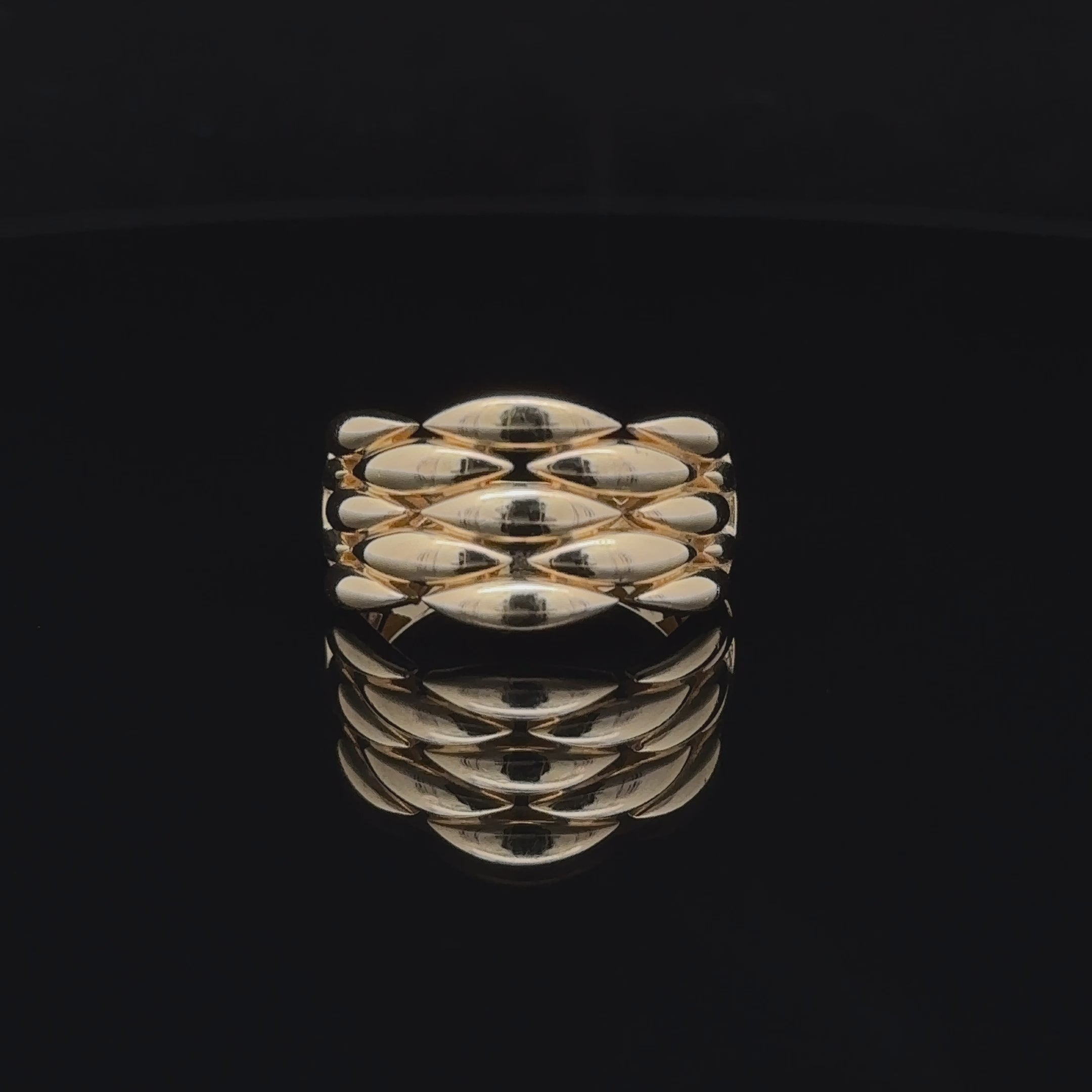 14k Horizontal Marquise Pattern Ring