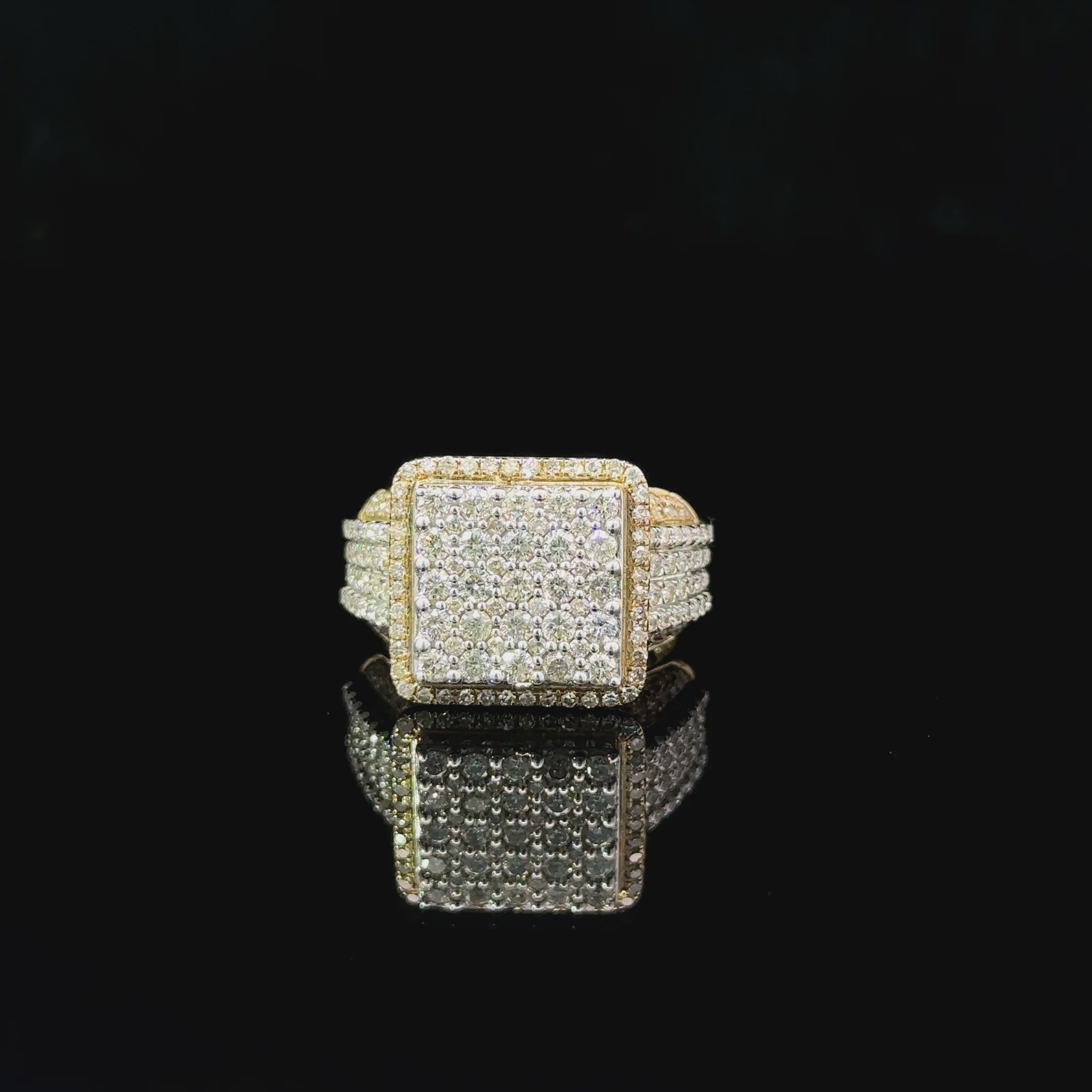 Diamond Square Men's Ring 10k Yellow Gold 2.90ct