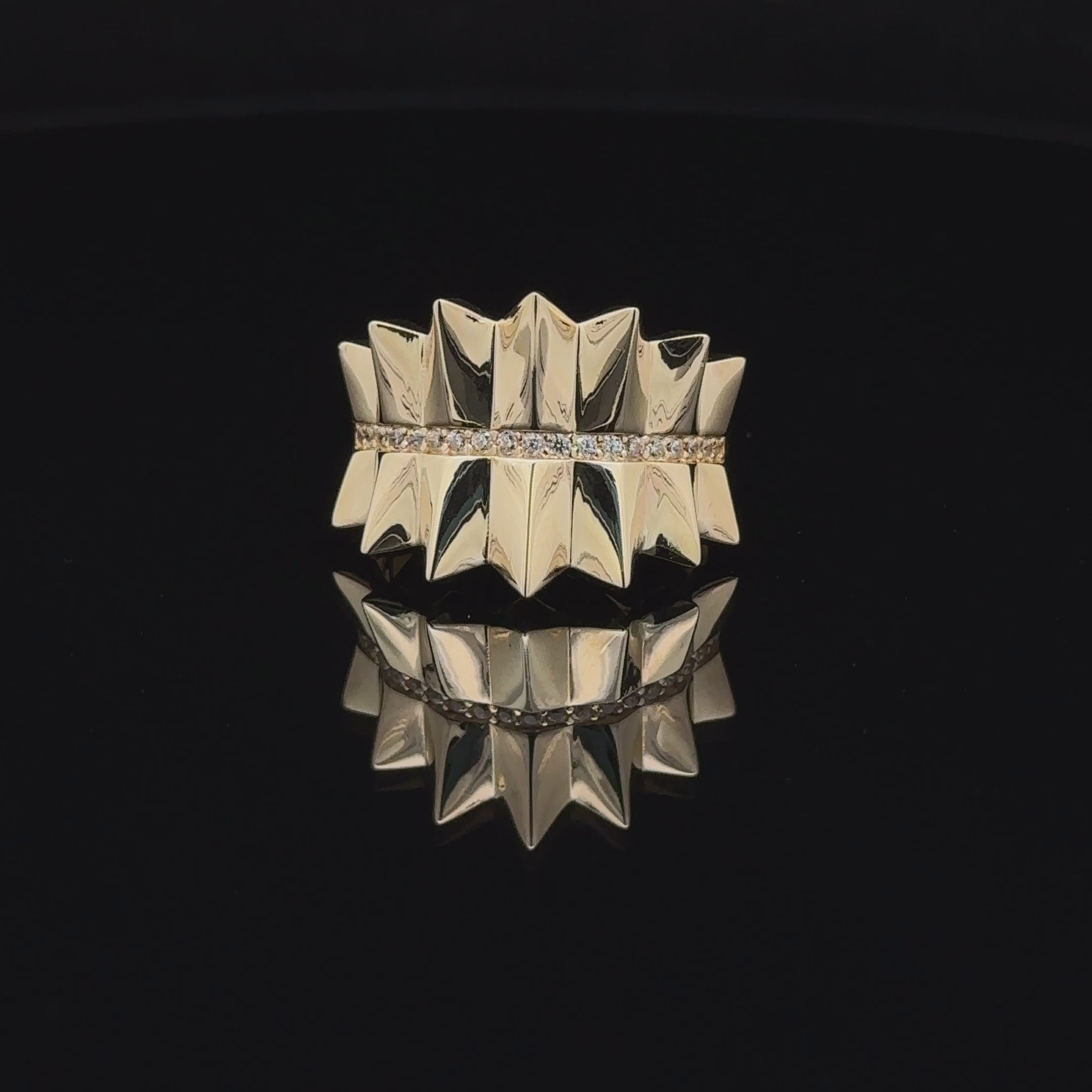 14k CZ Fancy Spike Ring