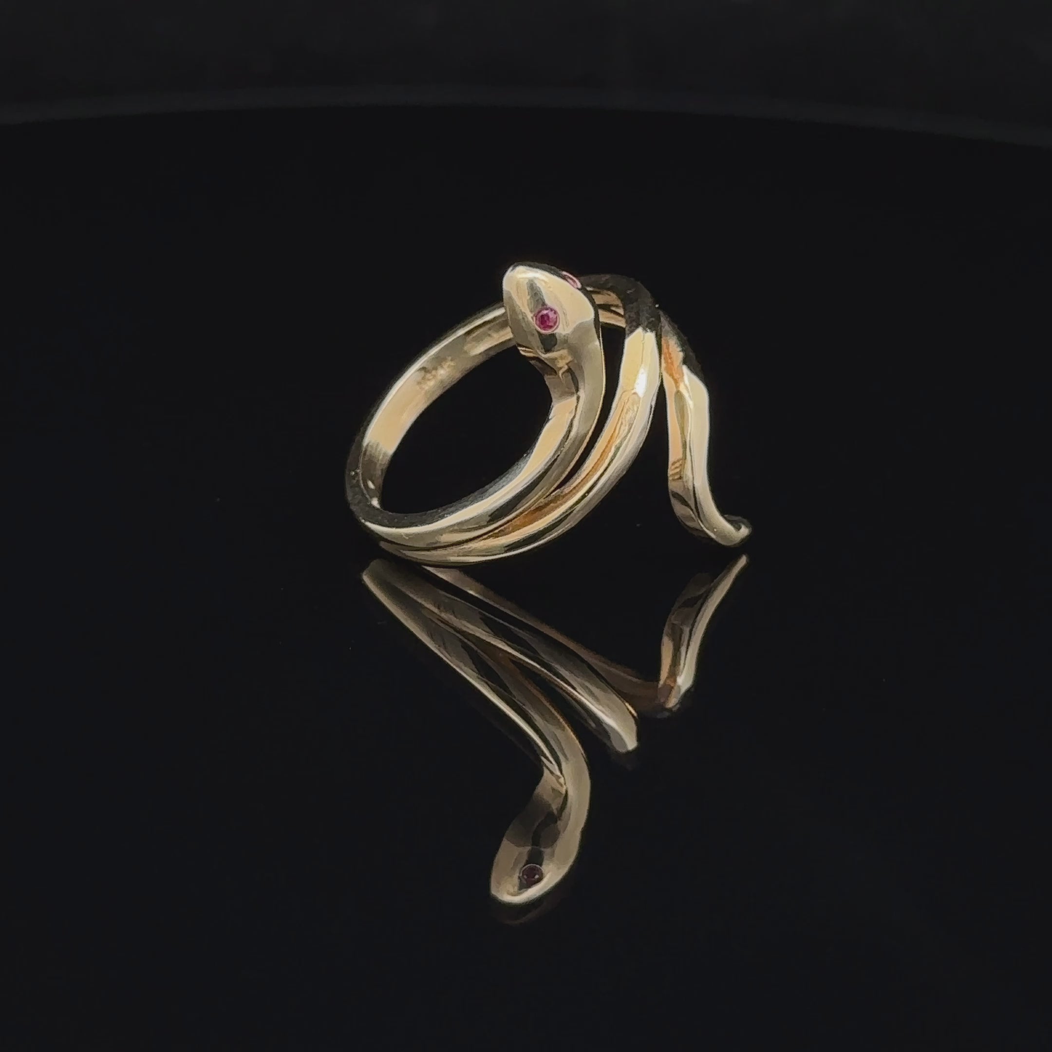 14k CZ Snake Ring with Red Eyes