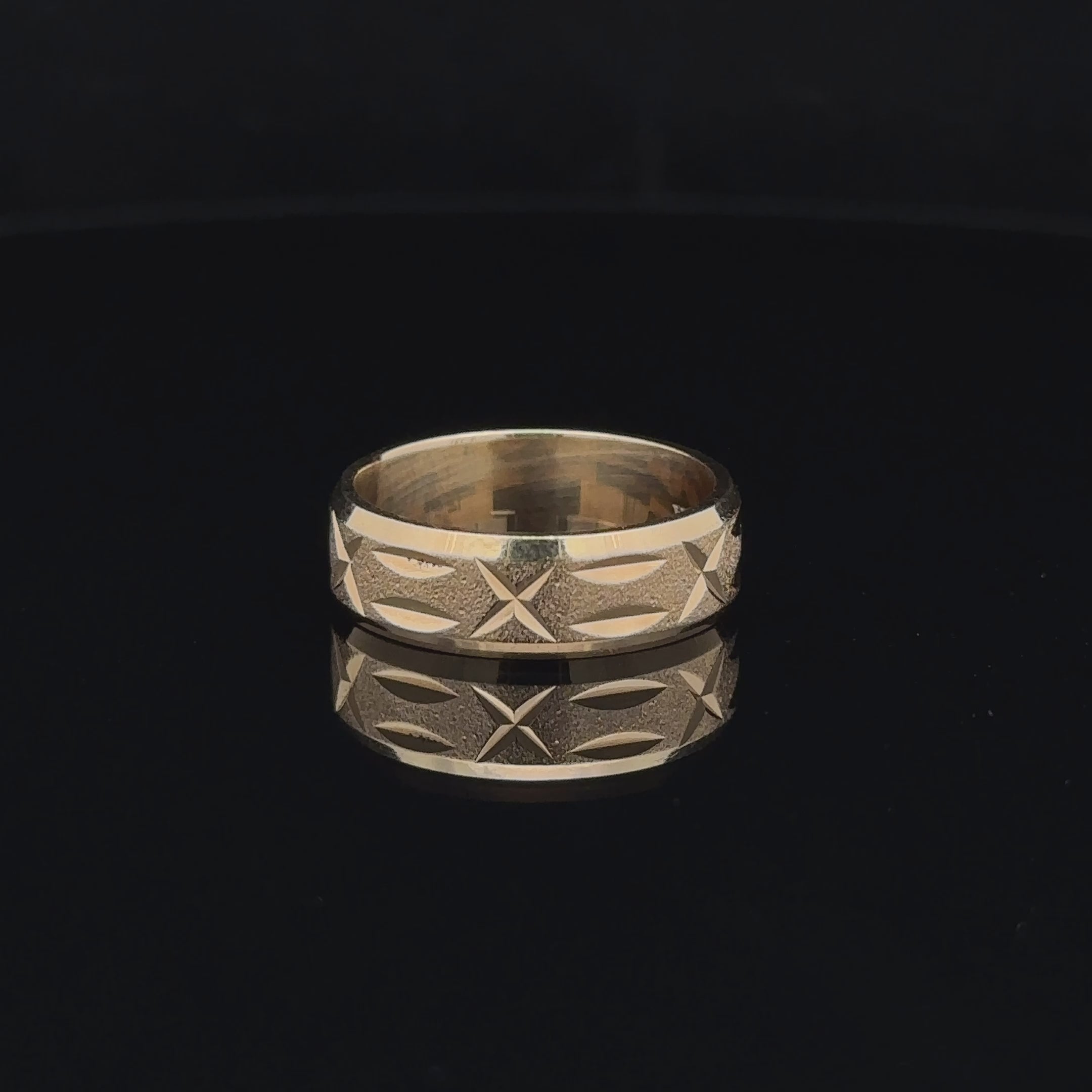 14k Satin & Diamond Cut Eternity Pattern Wedding Band