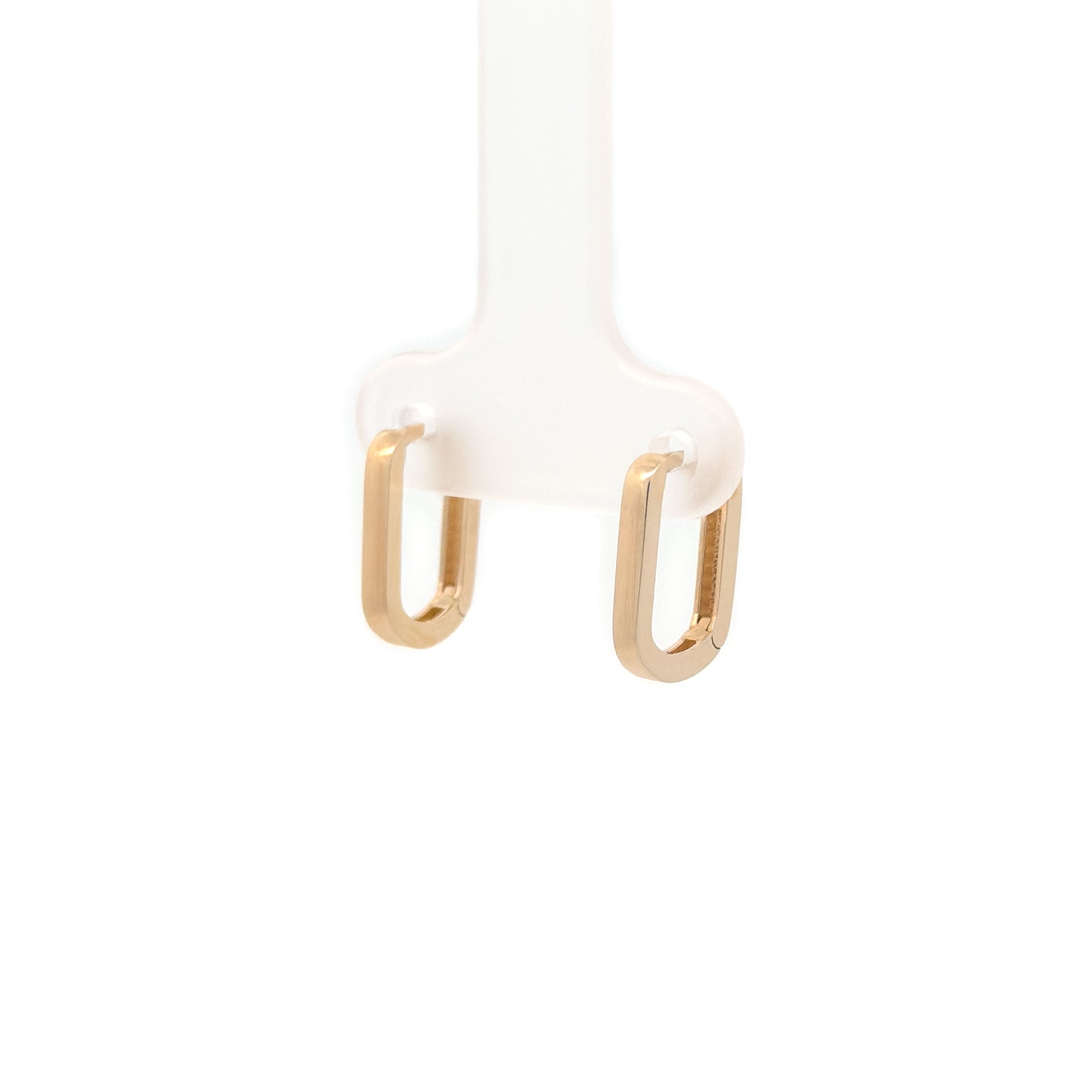 14k Yellow Gold Huggie Hoop Earrings - Rectangular
