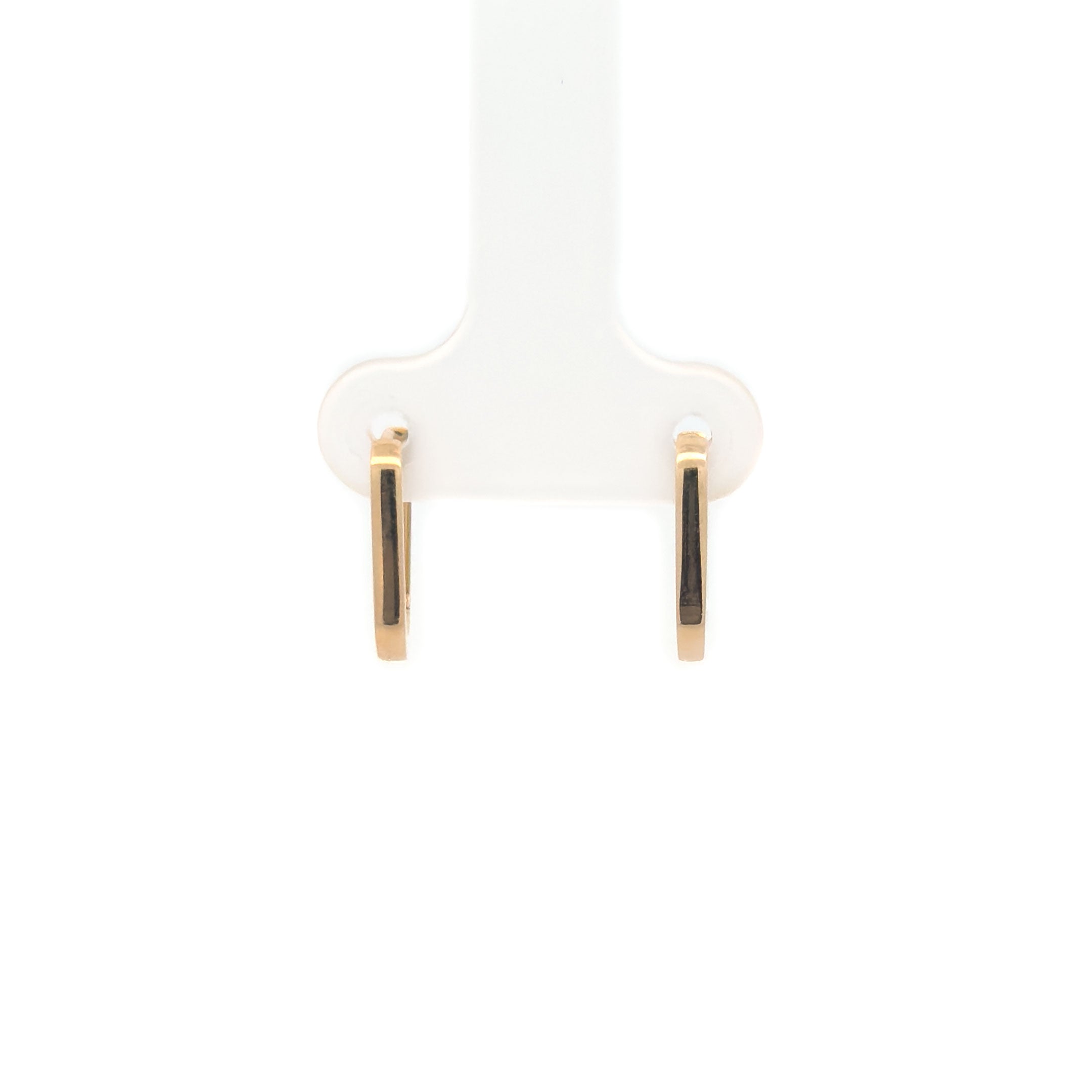 14k Yellow Gold Huggie Hoop Earrings - Rectangular front