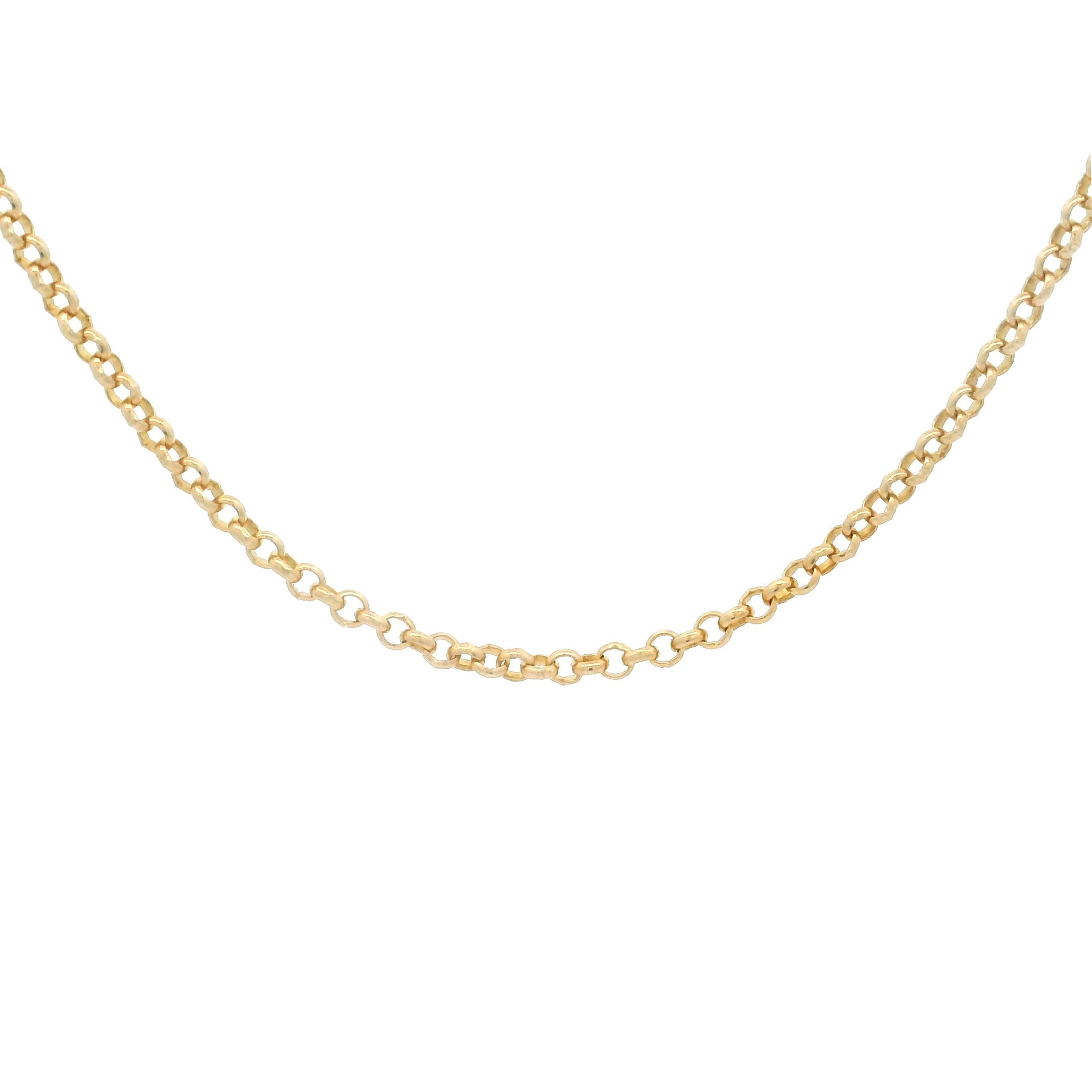 14k Yellow Gold Rolo Fine Chain 1.5mm on white background