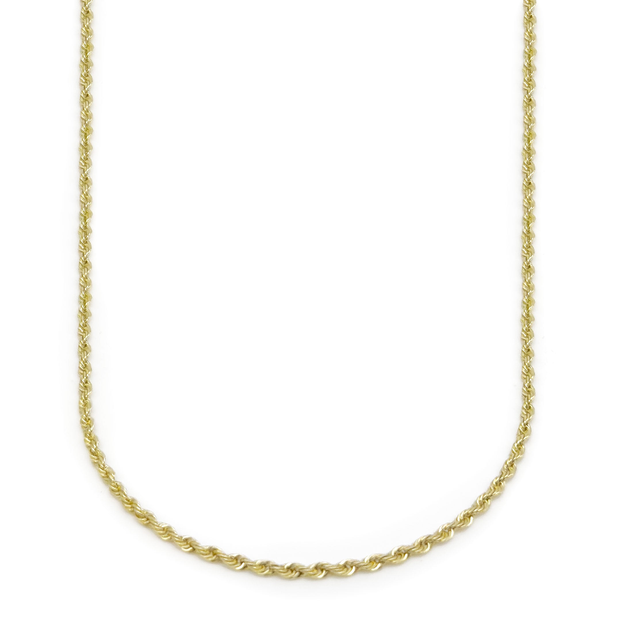 10k Yellow Gold Solid Rope Chain 1.5mm on a white background