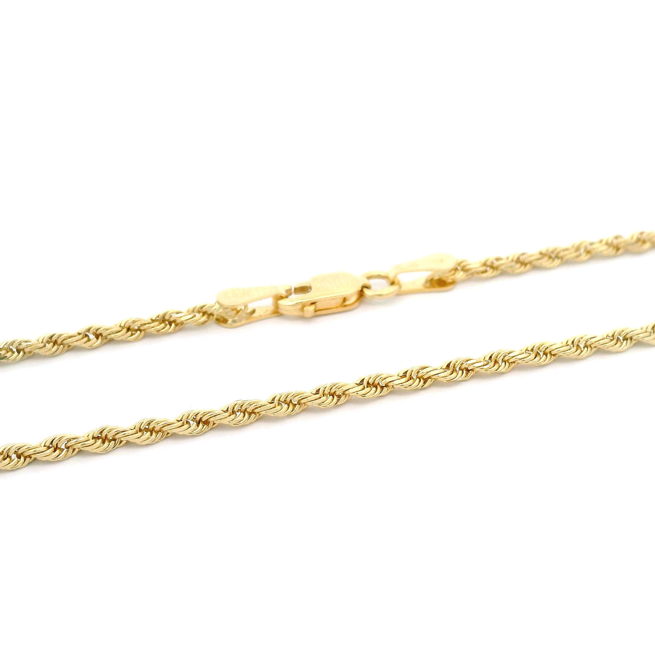 14k Solid Diamond Cut Rope Chain 1.75mm Lobster Lock