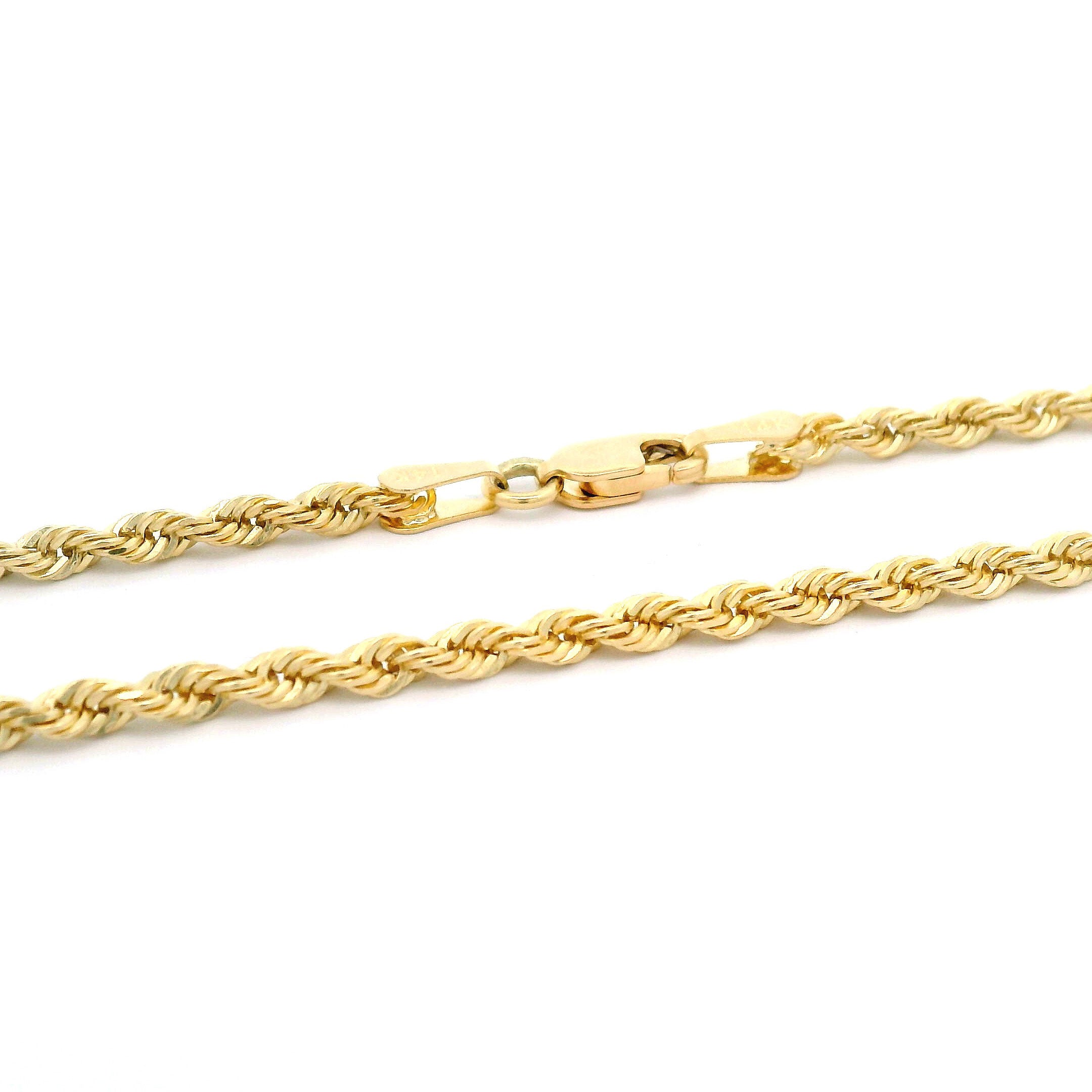 14k Solid Diamond Cut Rope Chain 2.5mm Lobster Lock