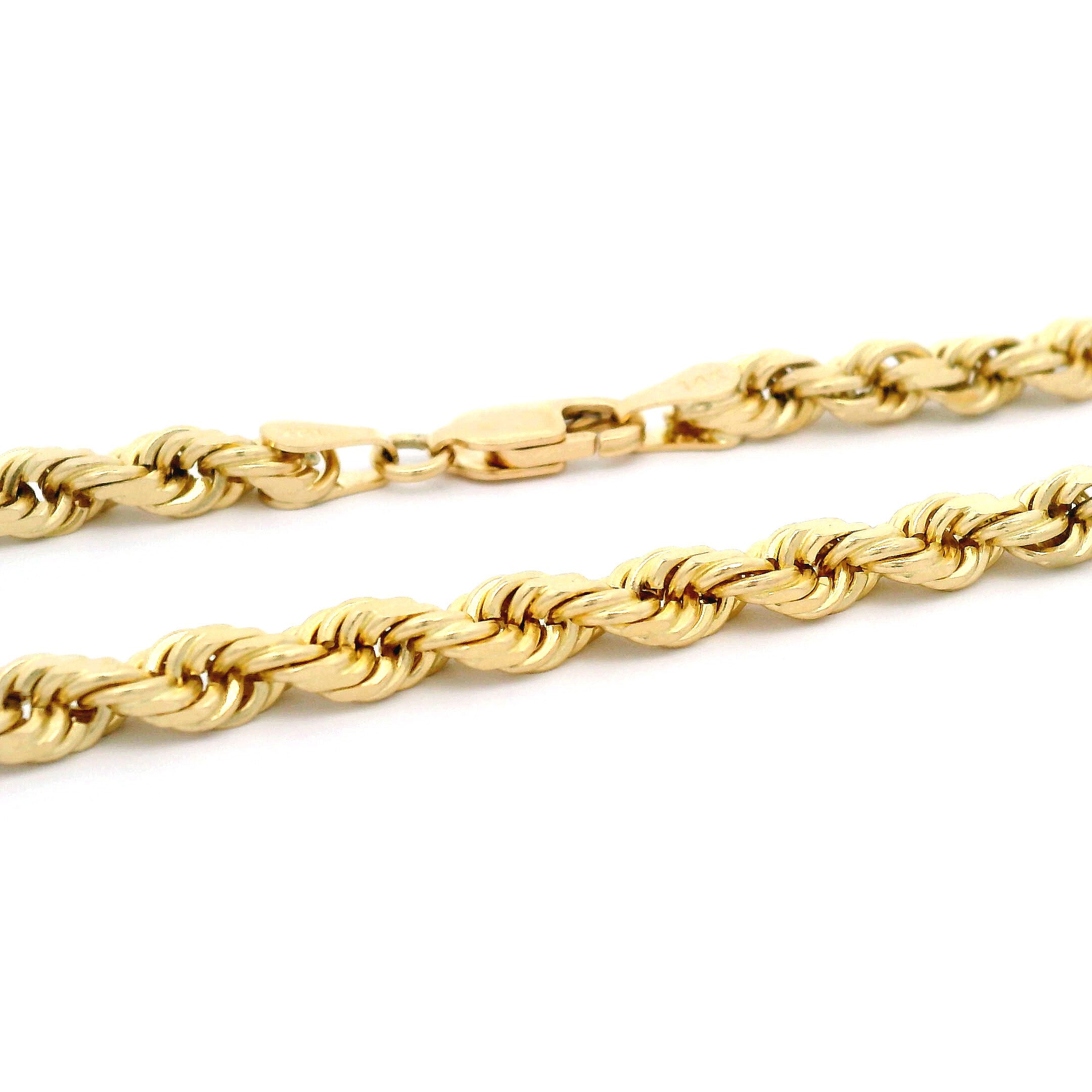 14k Solid Diamond Cut Rope Chain 3.5mm Lobster Lock