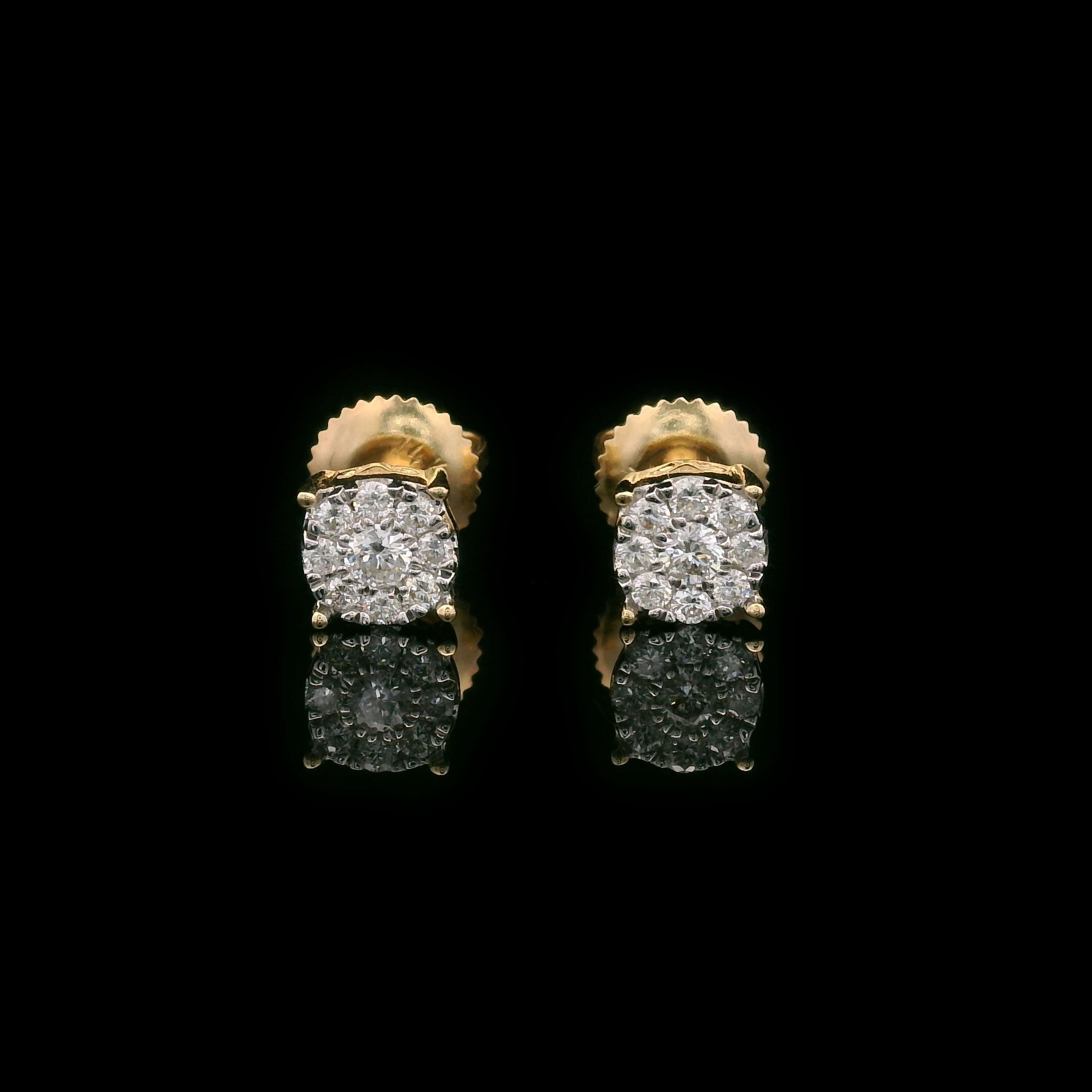 Round Diamond Cluster Earrings 0.25ctw 14k Gold