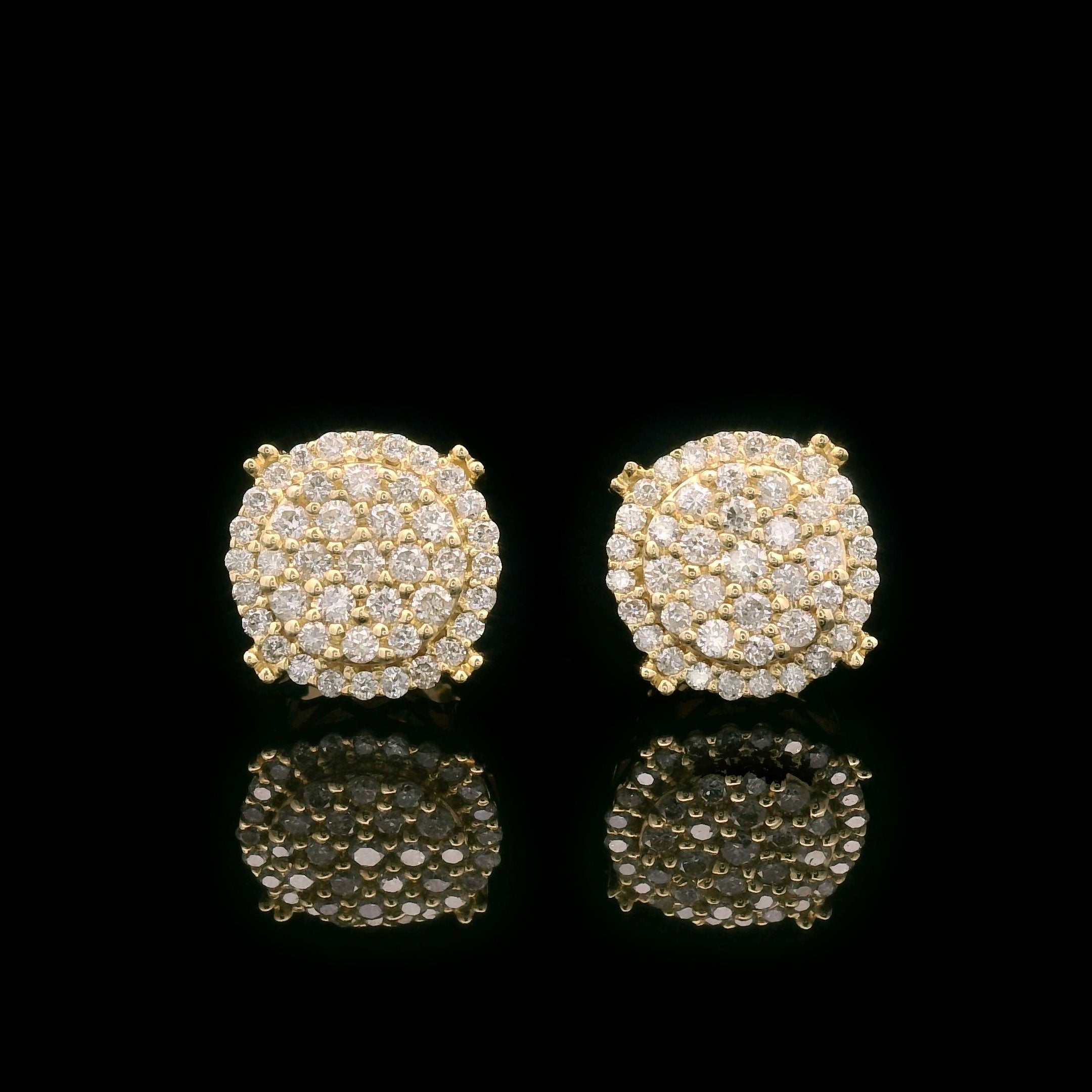 Round Diamond Cluster Earrings with Halo