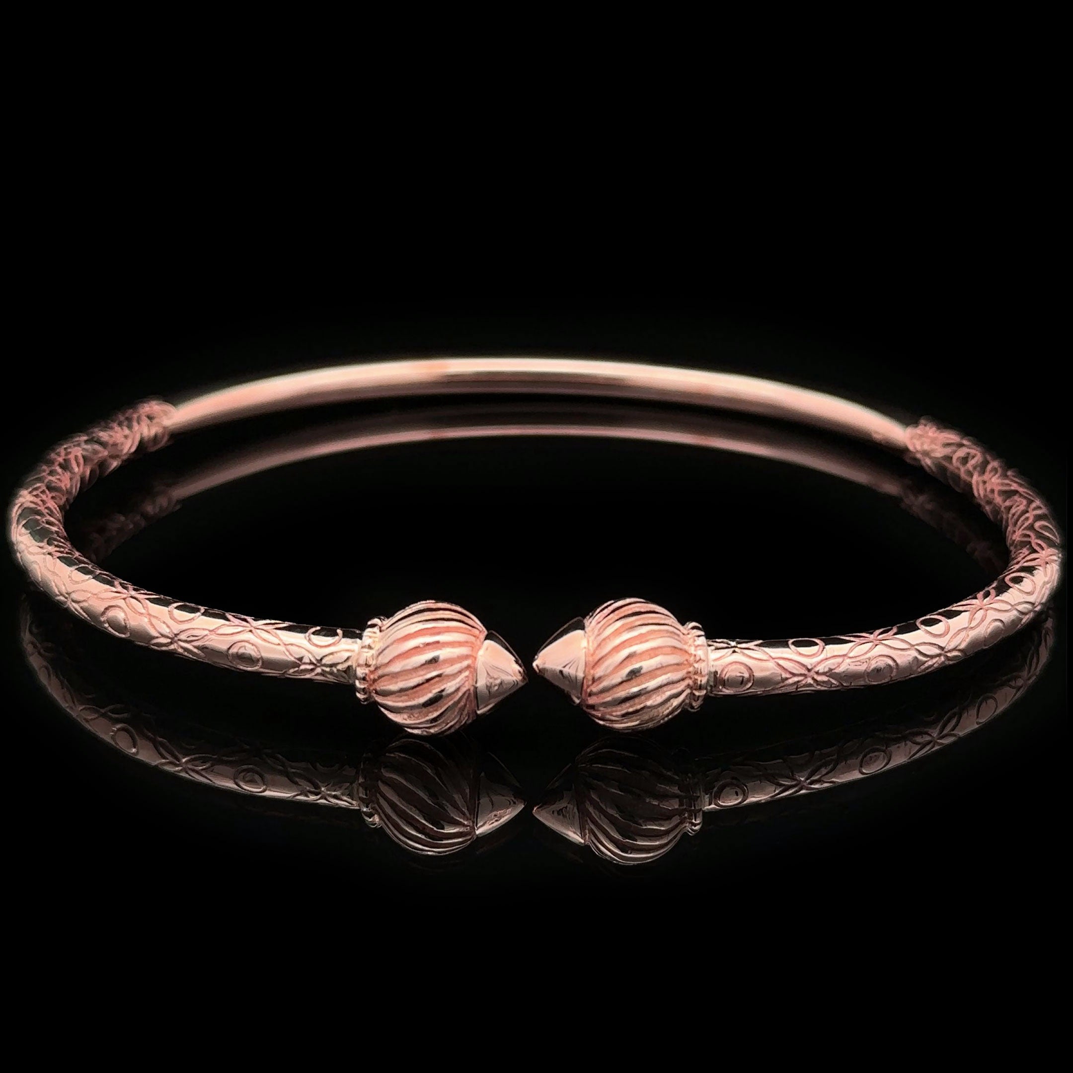 West Indian Bangle - Large with Rounded Twist Heads Rose Gold