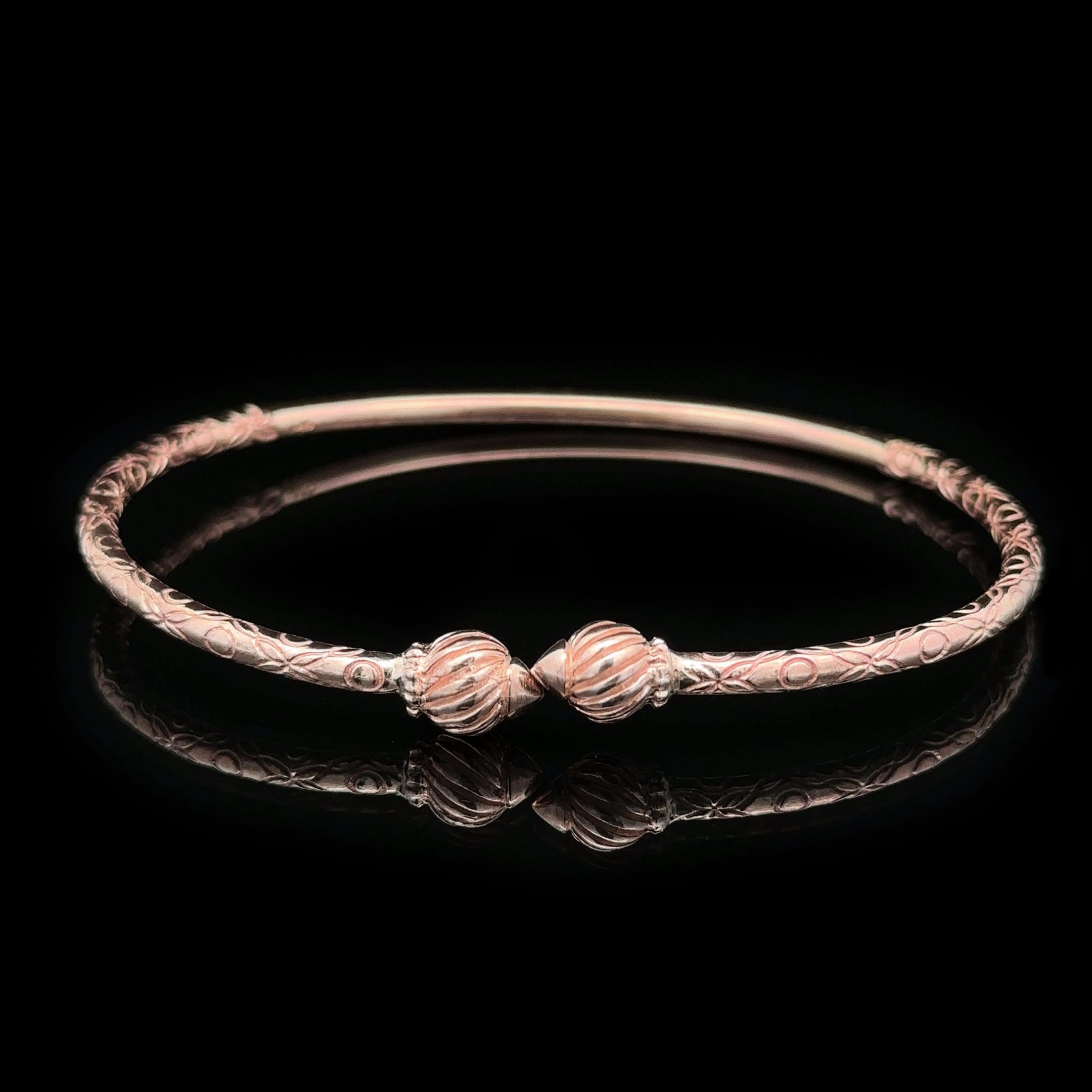 West Indian Bangle - Medium with Rounded Twist Heads Rose Gold