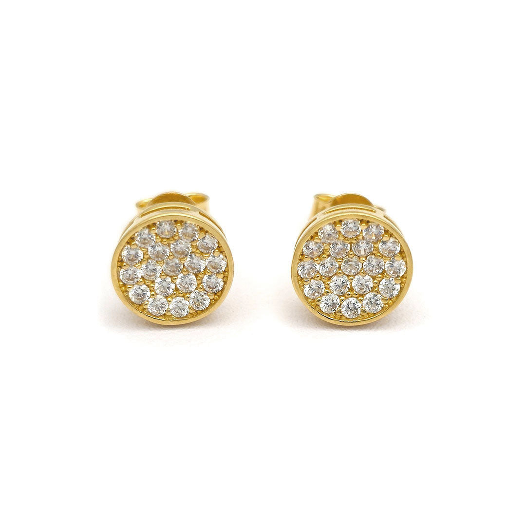 14k CZ Round Curved Studs Earrings
