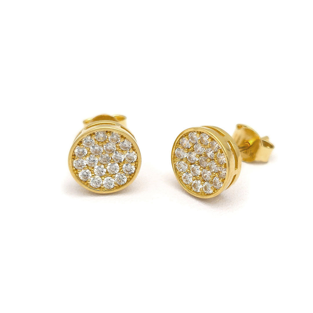 14k CZ Round Curved Studs Earrings Side