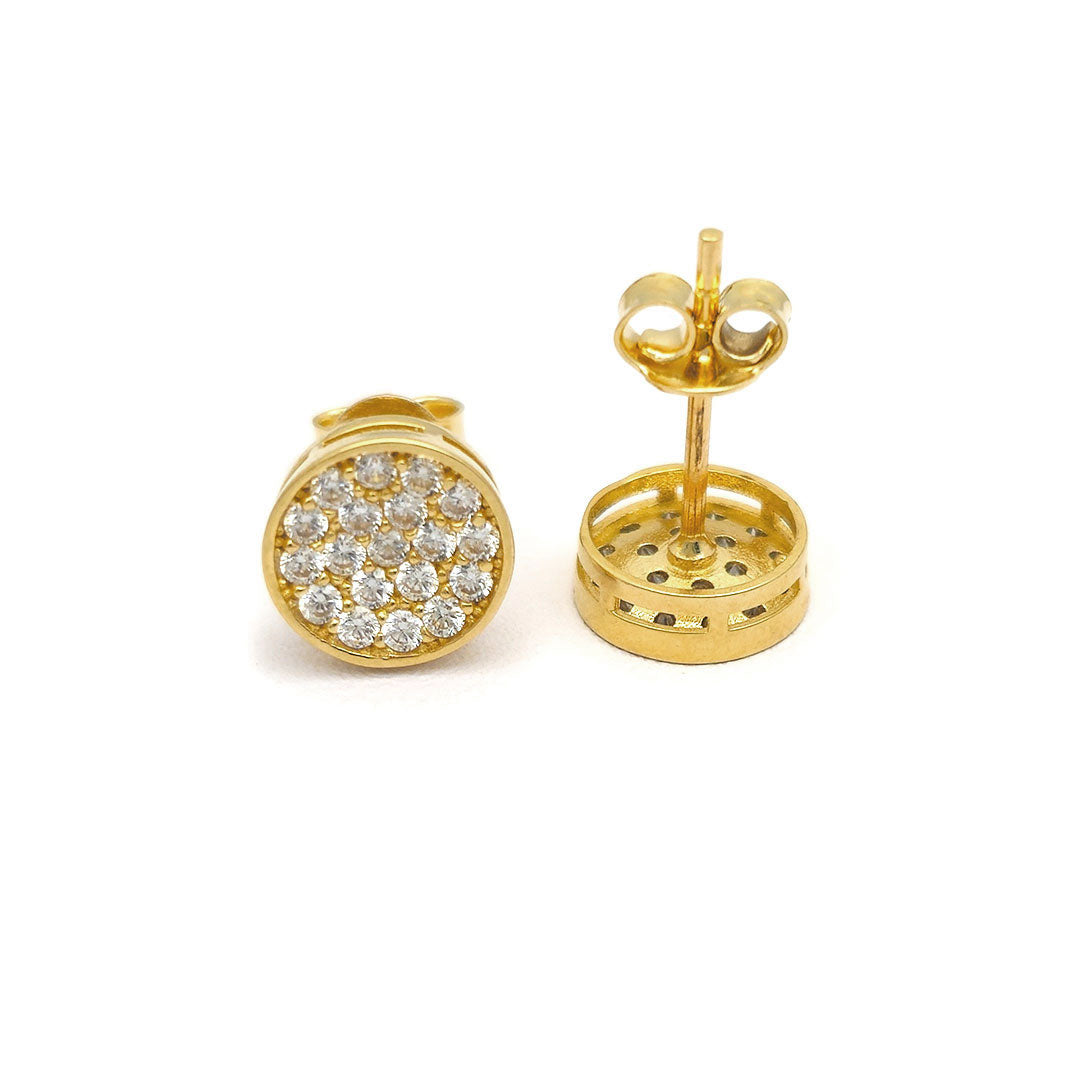 14k CZ Round Curved Studs Earrings Upside Down