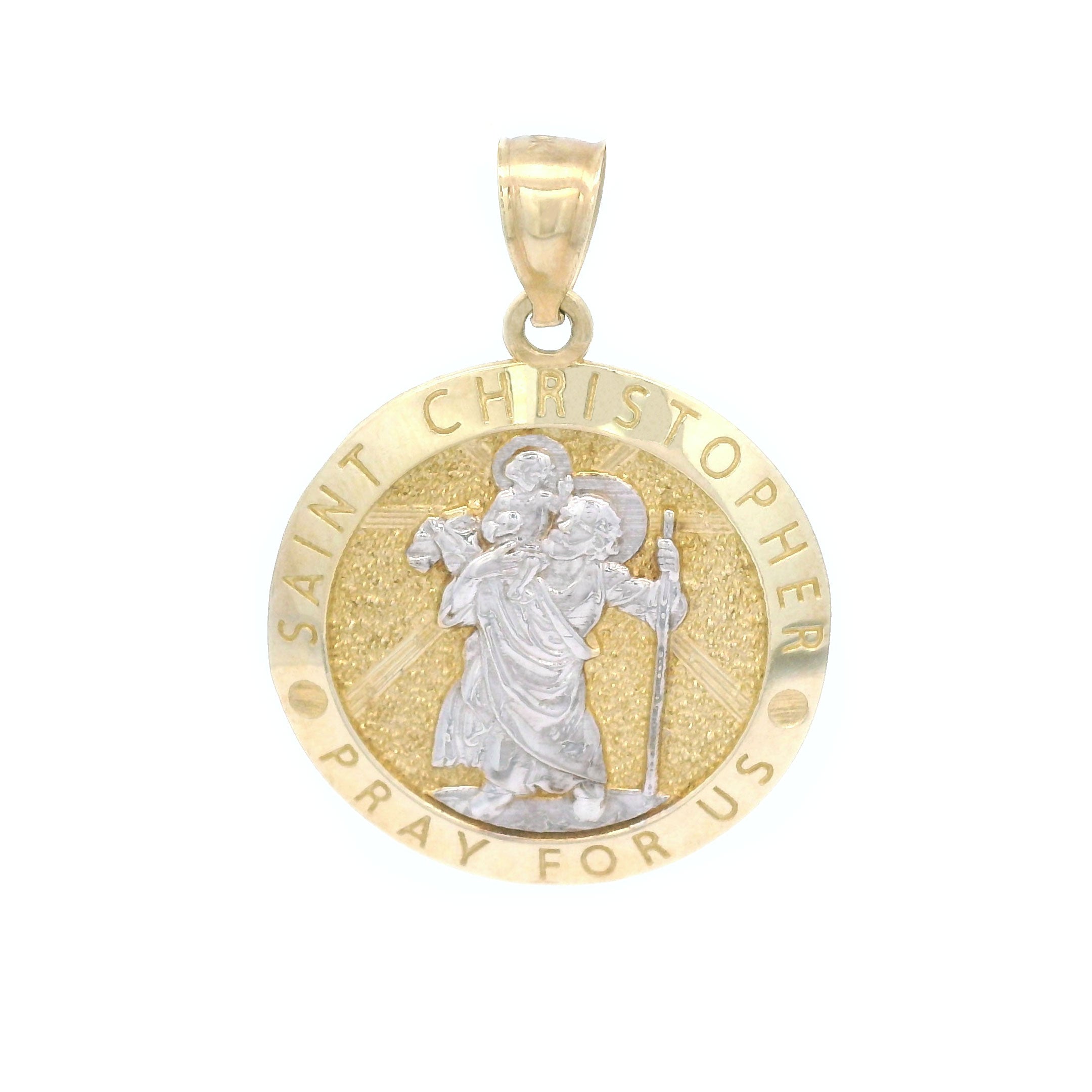 10k Gold Saint Christopher Pray for Us Medallion Pendant
