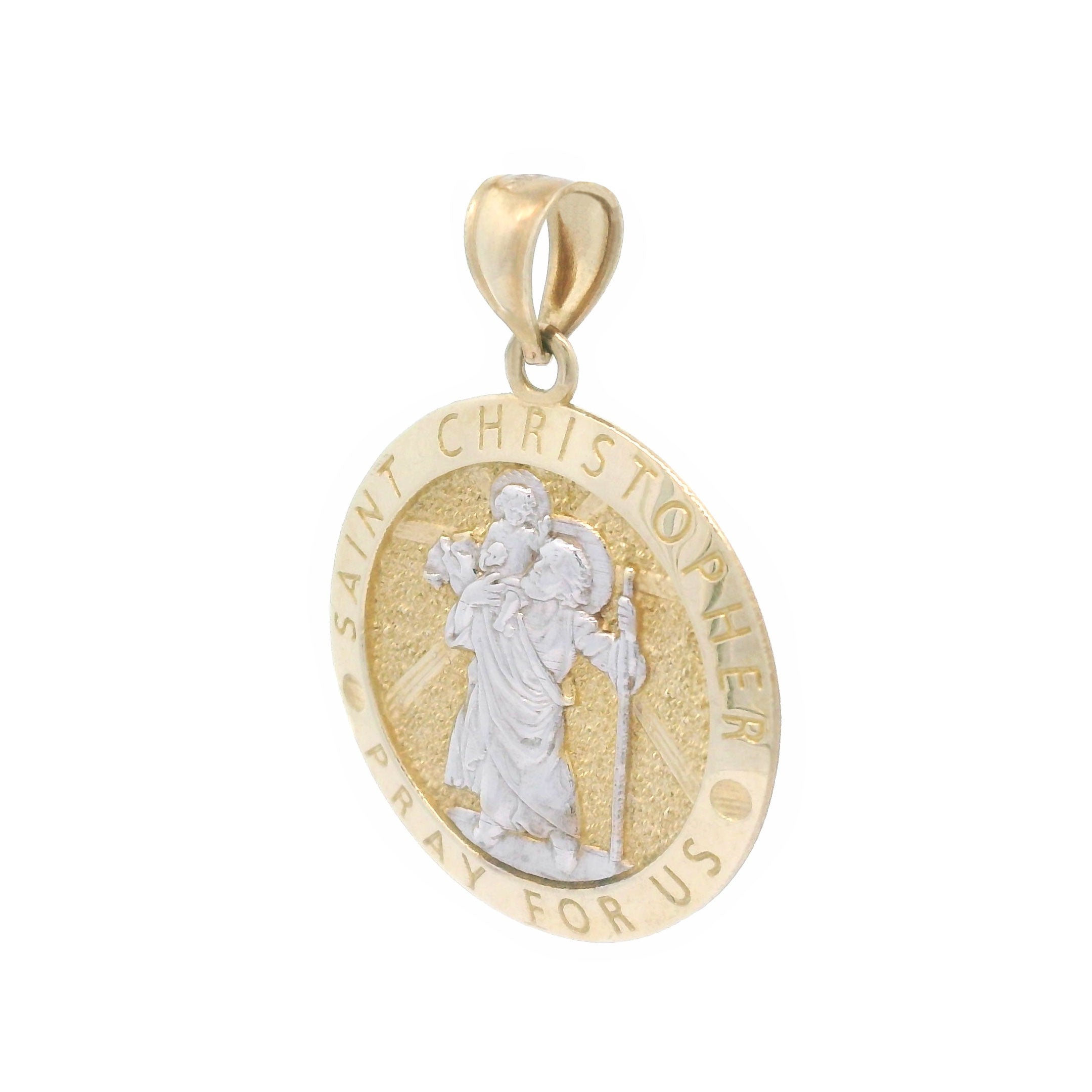 10k Gold Saint Christopher Pray for Us Medallion Pendant Right