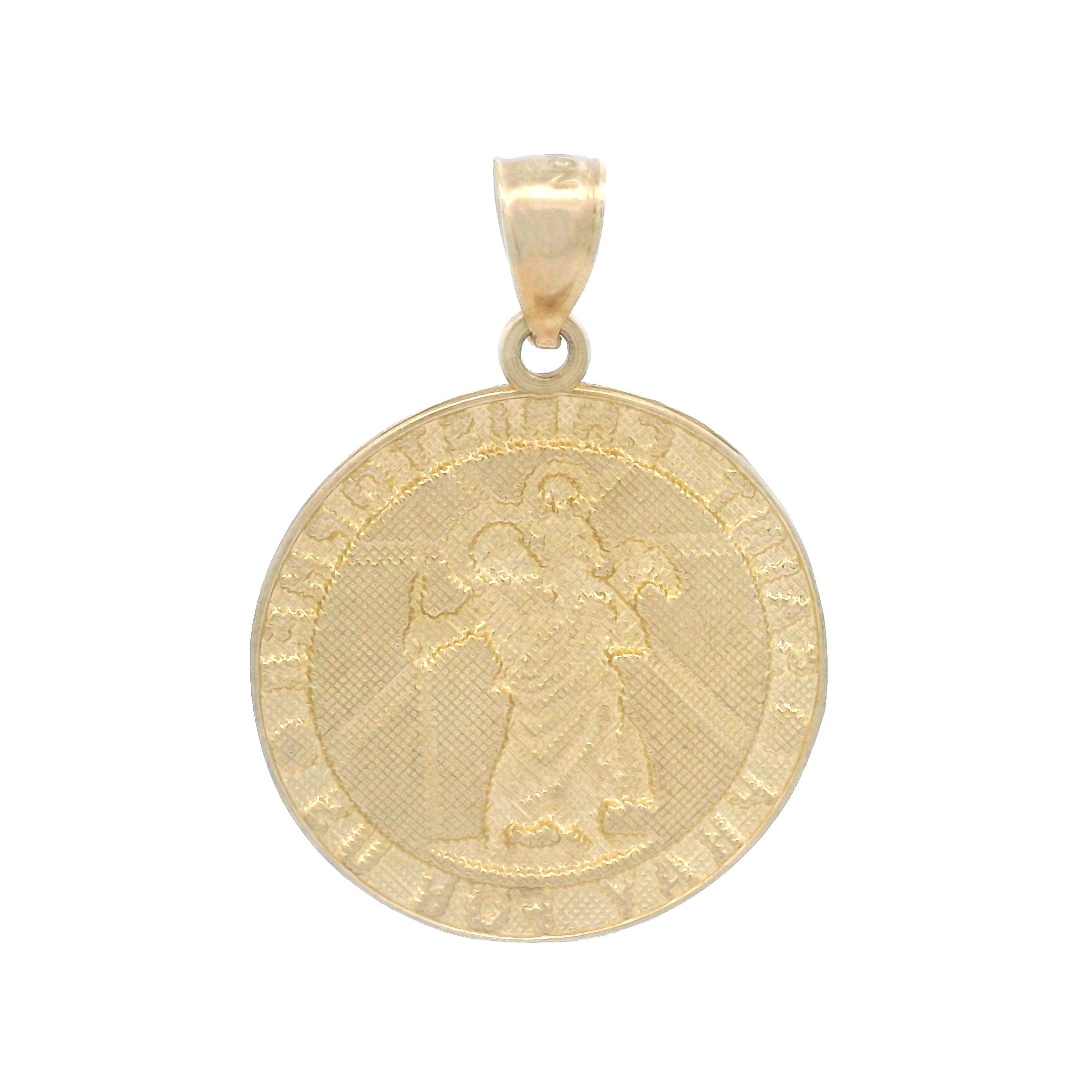 10k Gold Saint Christopher Pray for Us Medallion Pendant Back