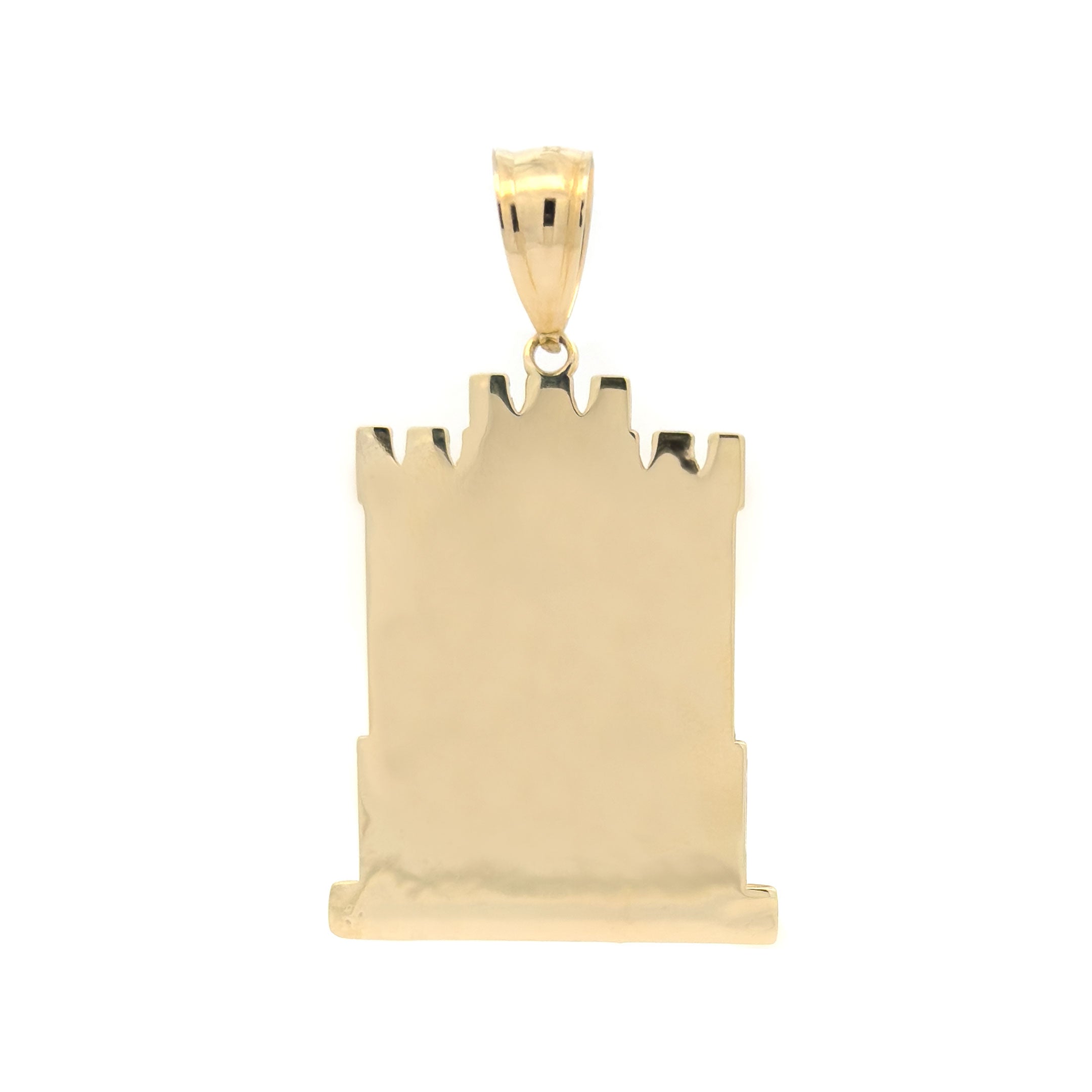 10k Yellow Gold Saint Jude Thaddeus in Castle Frame Pendant with Diamond Cut Background back