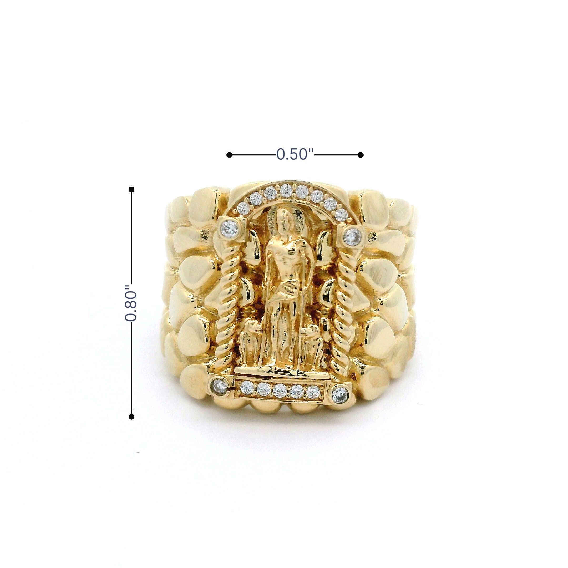 10k CZ Nugget & Saint Lazarus Frame Ring Size