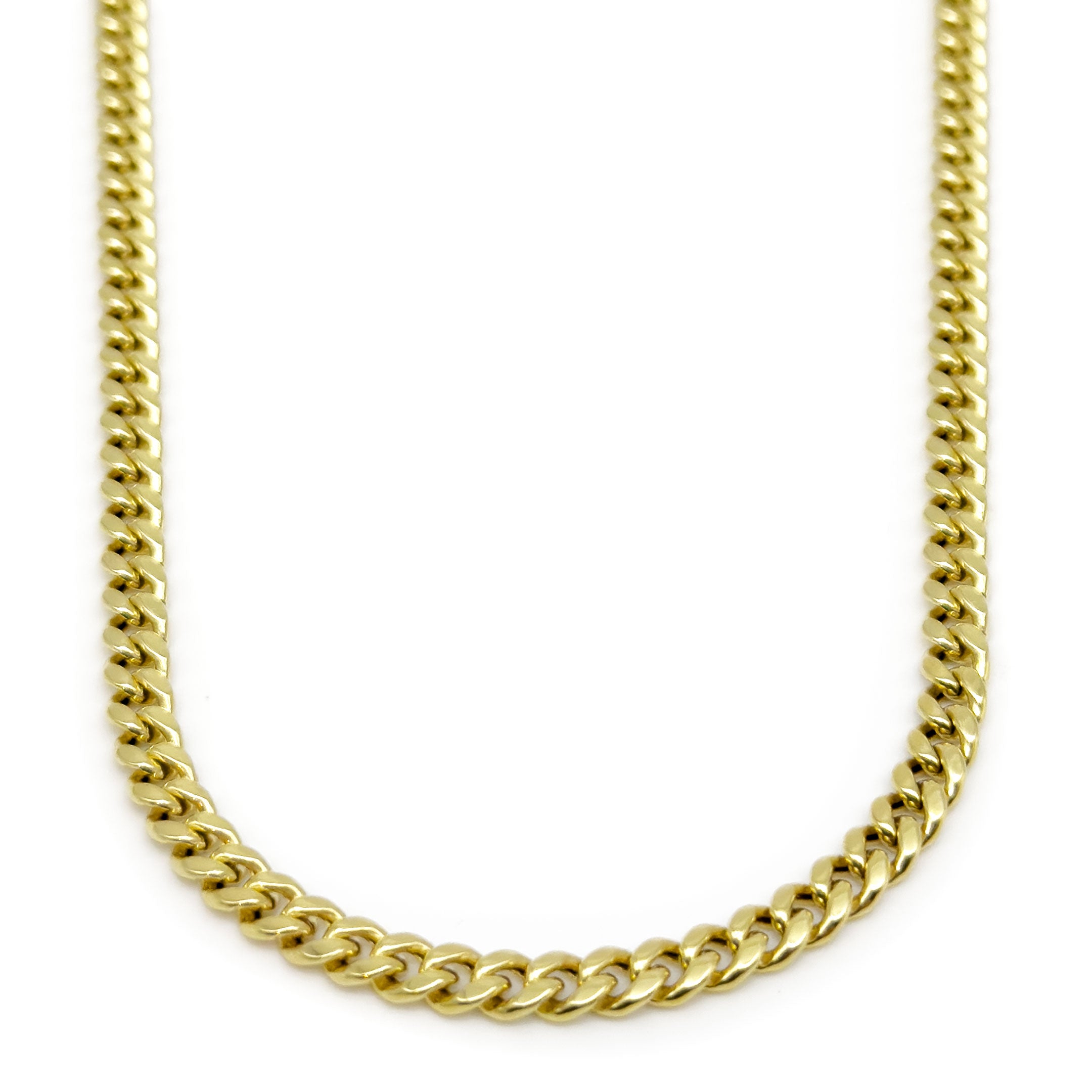 10k Yellow Gold Semi-Hollow Cuban Chain 4.5mm on a white background