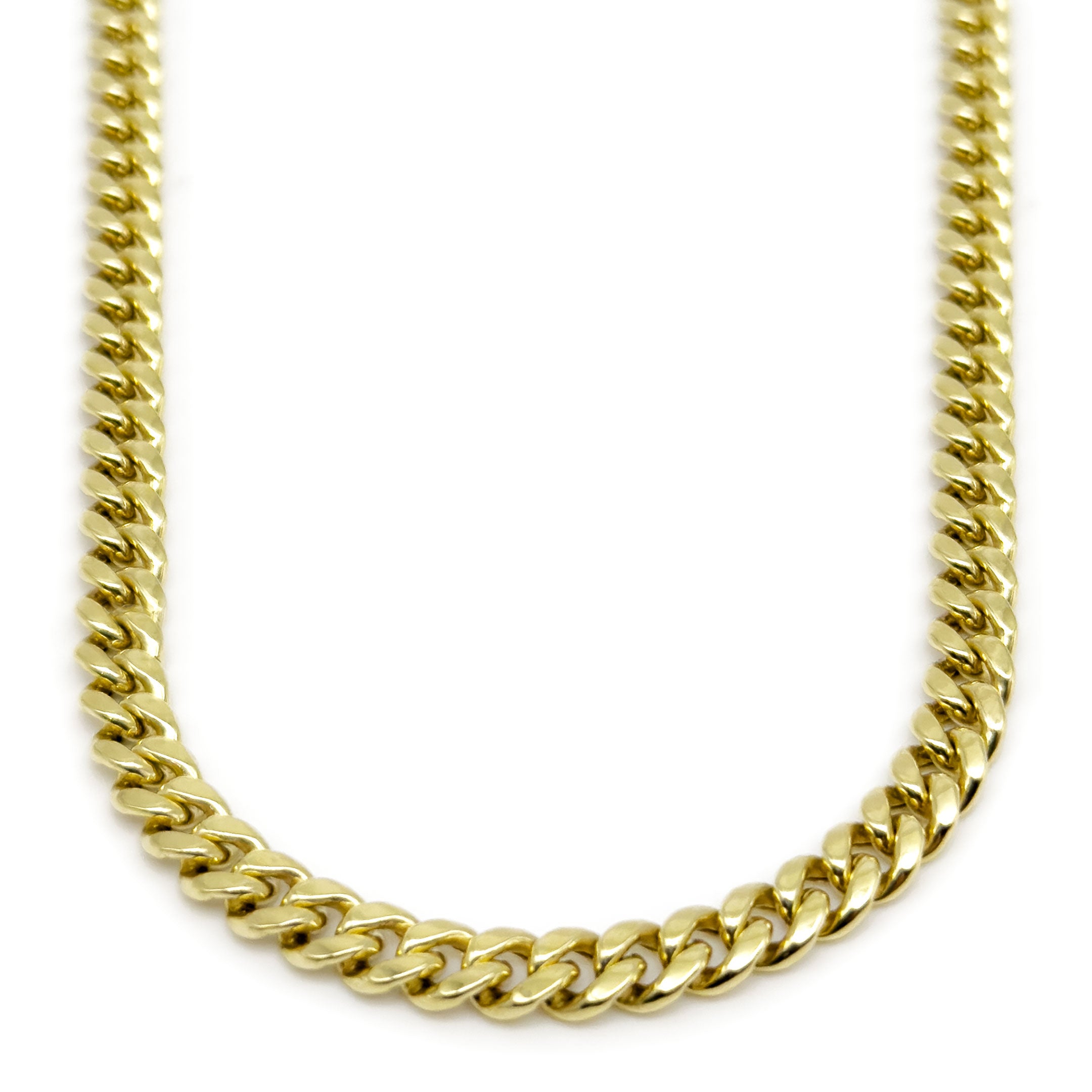 10k Yellow Gold Semi-Hollow Cuban Chain 5.75mm on a white background